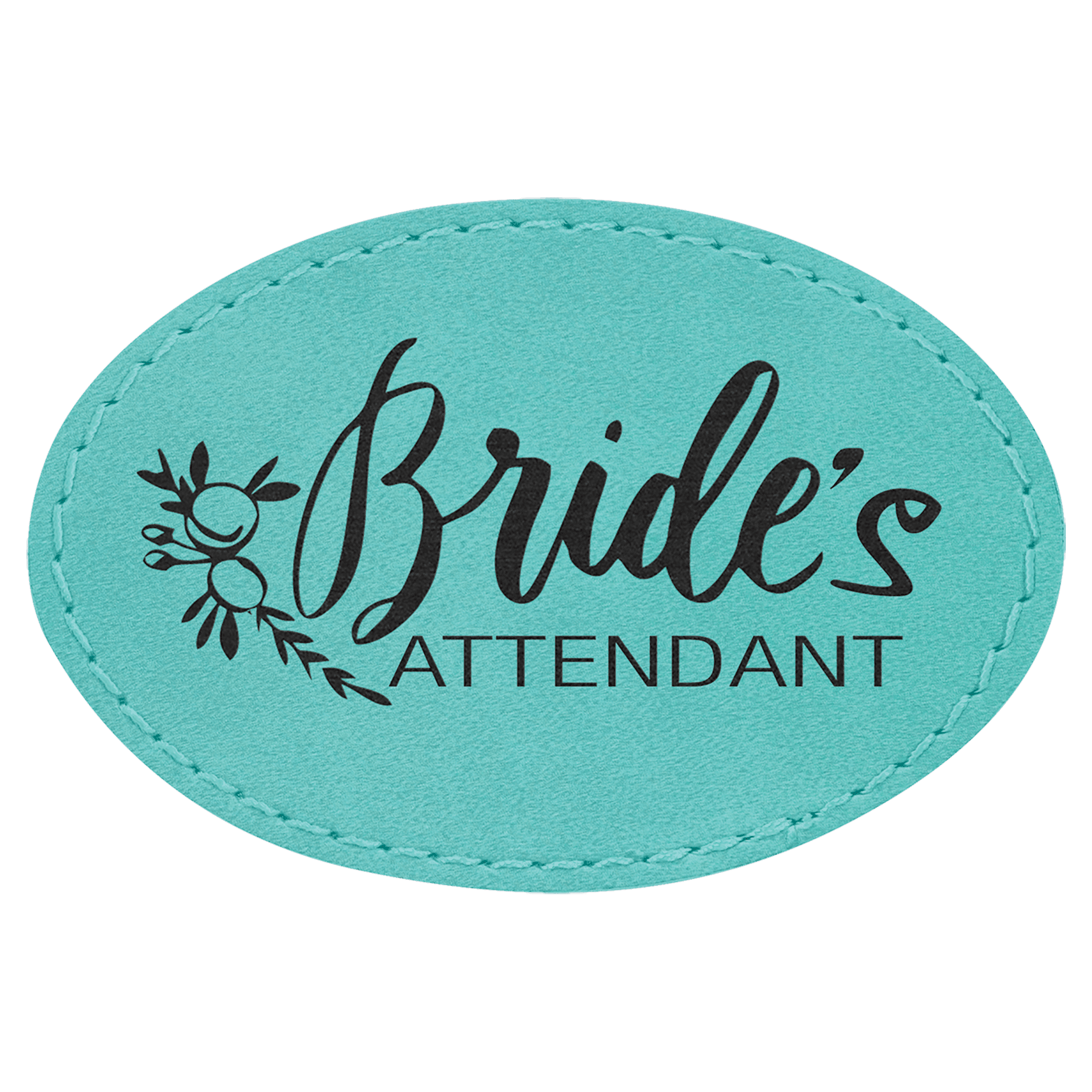 3" x 2" Teal Laserable Leatherette Oval Patch with Kota Pro Adhesive