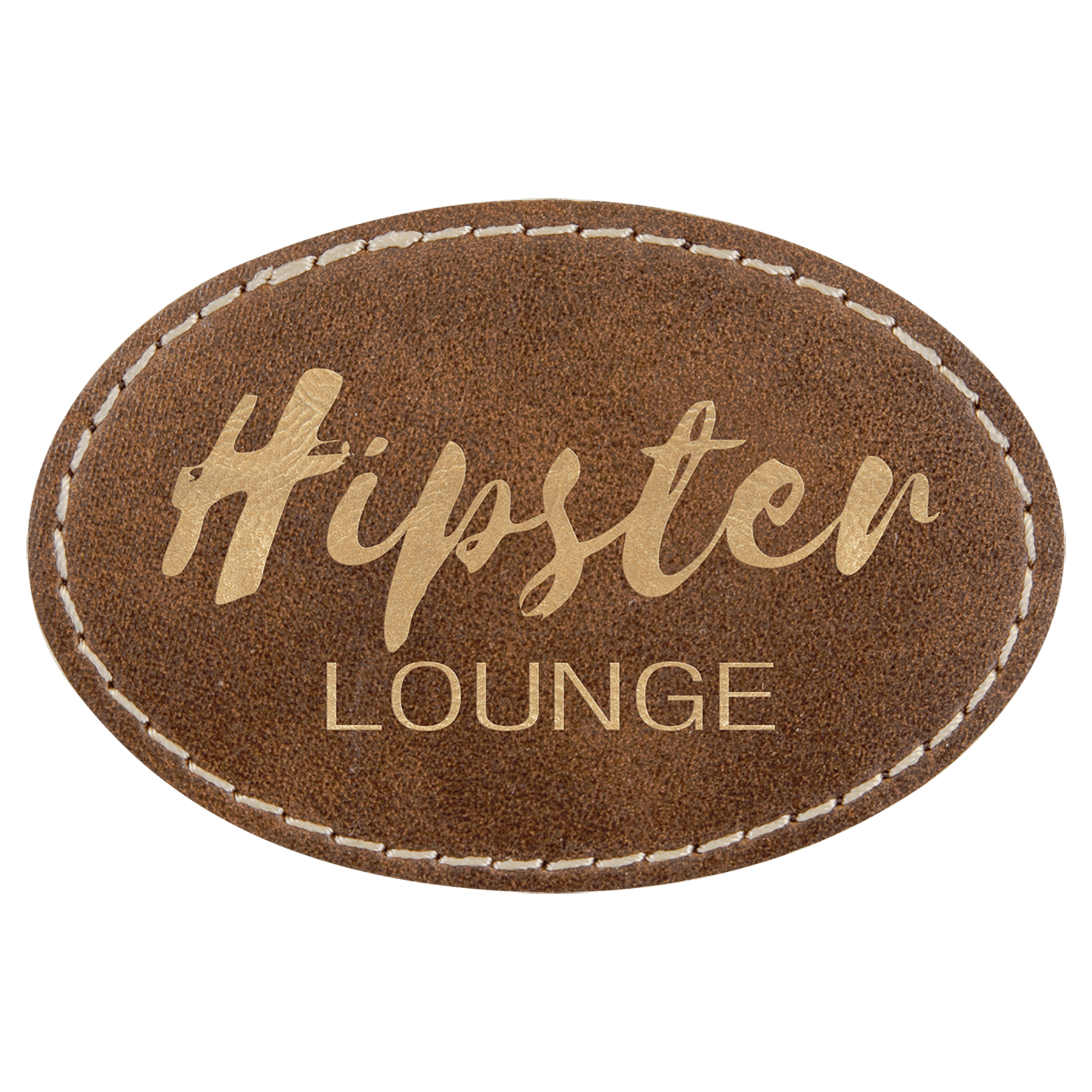 3" x 2" Rustic/Gold Laserable Leatherette Oval Patch with Kota Pro Adhesive
