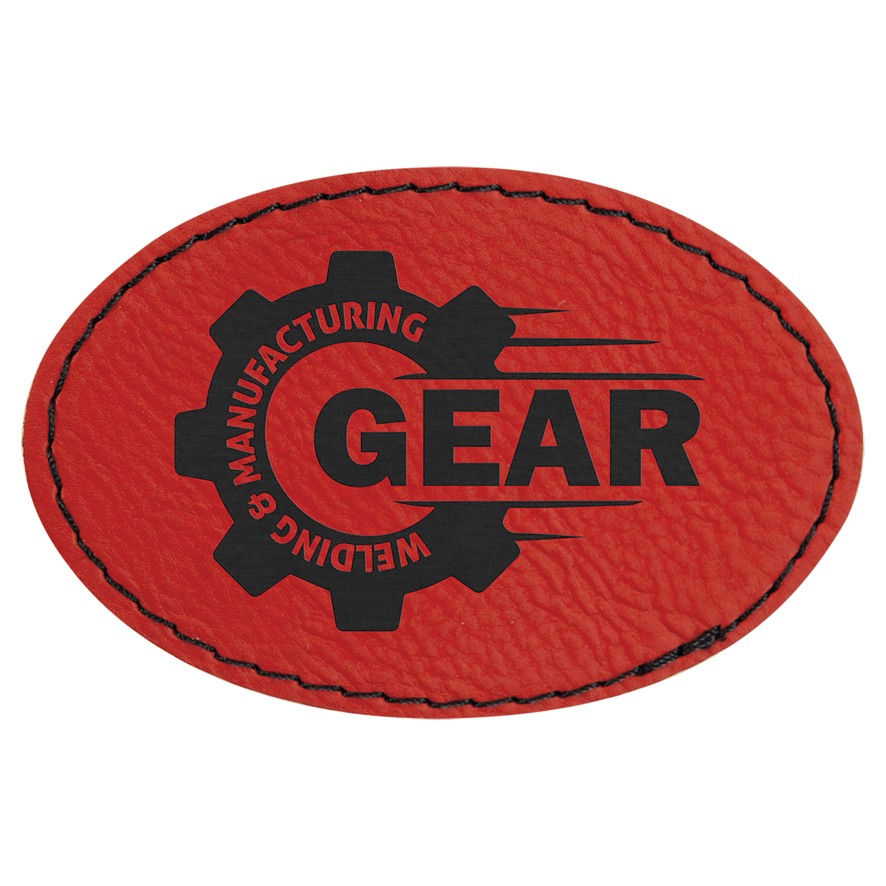 3" x 2" Red Laserable Leatherette Oval Patch with Kota Pro Adhesive