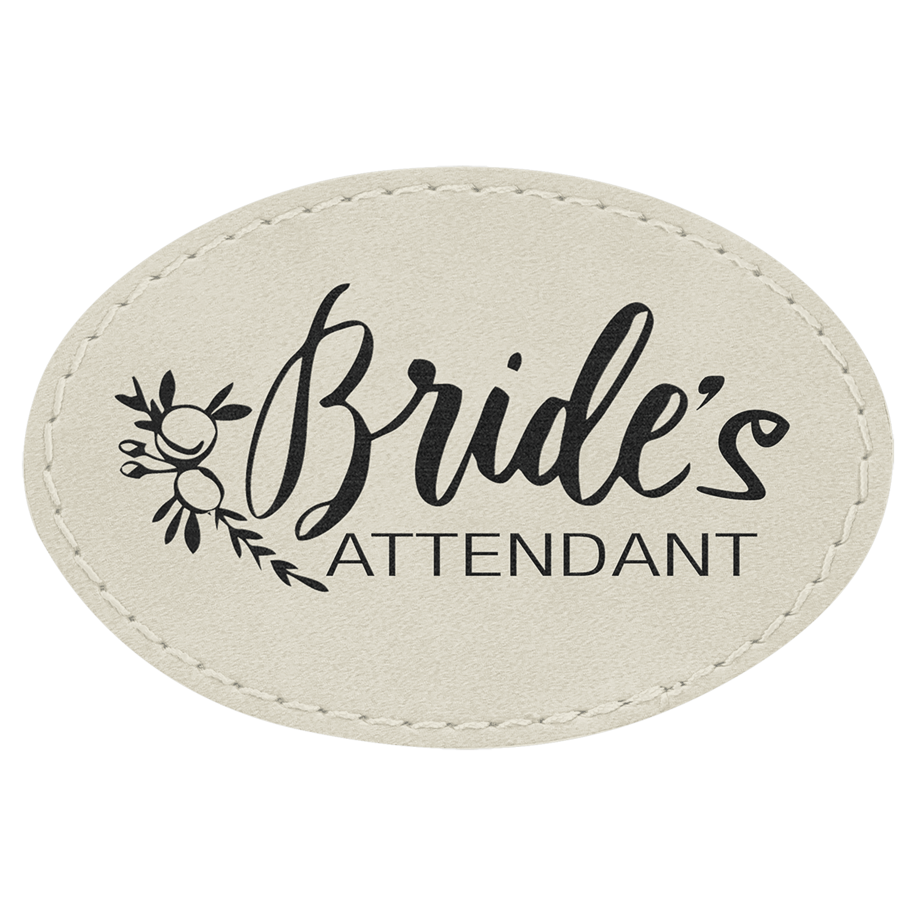 3" x 2" White Laserable Leatherette Oval Patch with Kota Pro Adhesive