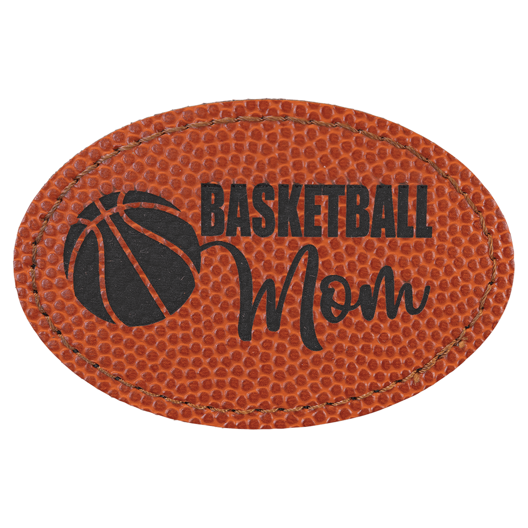 3" x 2" Basketball Laserable Leatherette Oval Patch with Kota Pro Adhesive