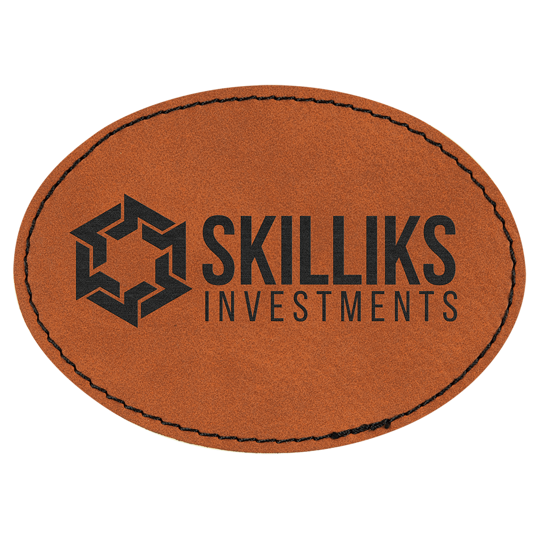 3 1/2" x 2 1/2" Rawhide Laserable Leatherette Oval Patch with Kota Pro Adhesive