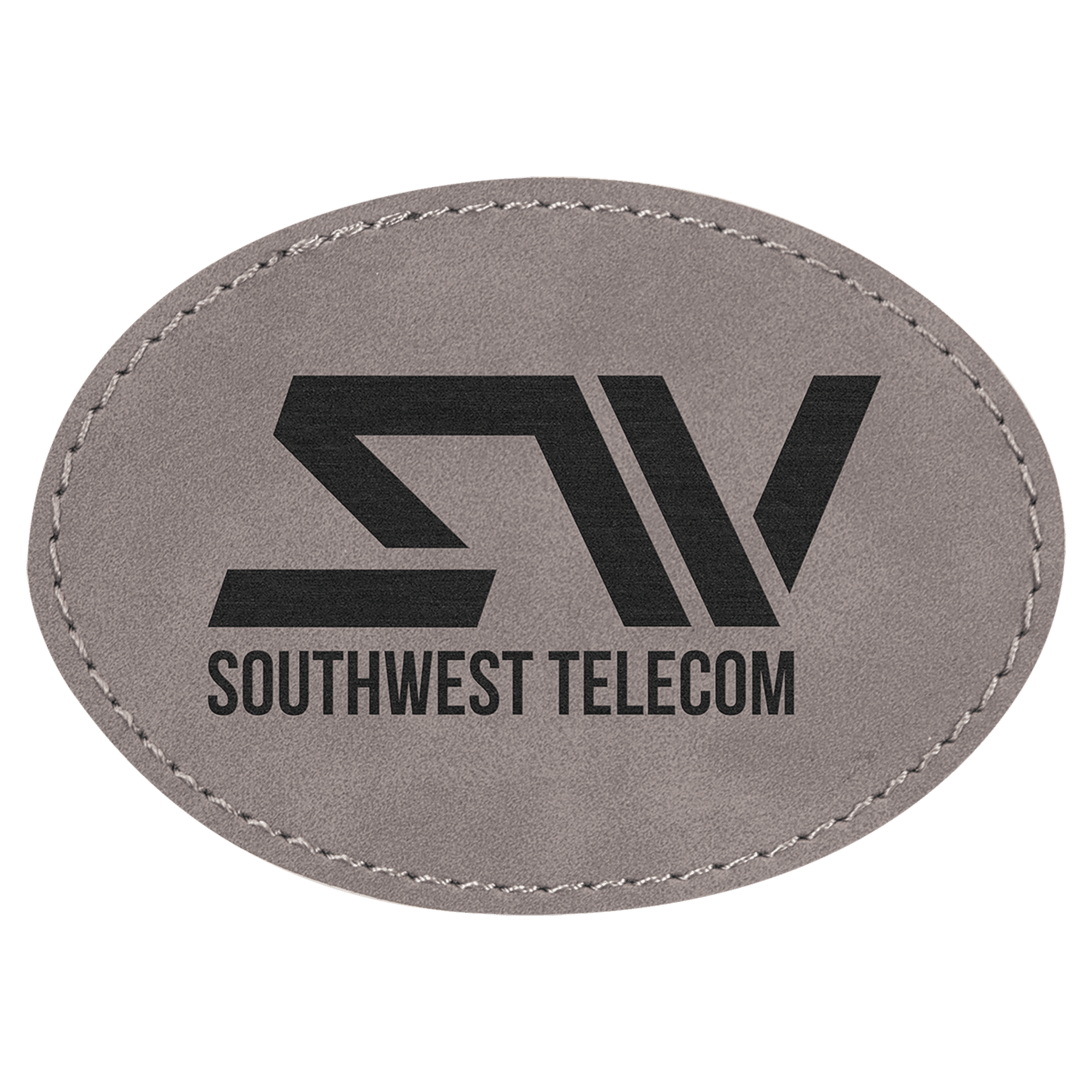 3 1/2" x 2 1/2" Gray Laserable Leatherette Oval Patch with Kota Pro Adhesive