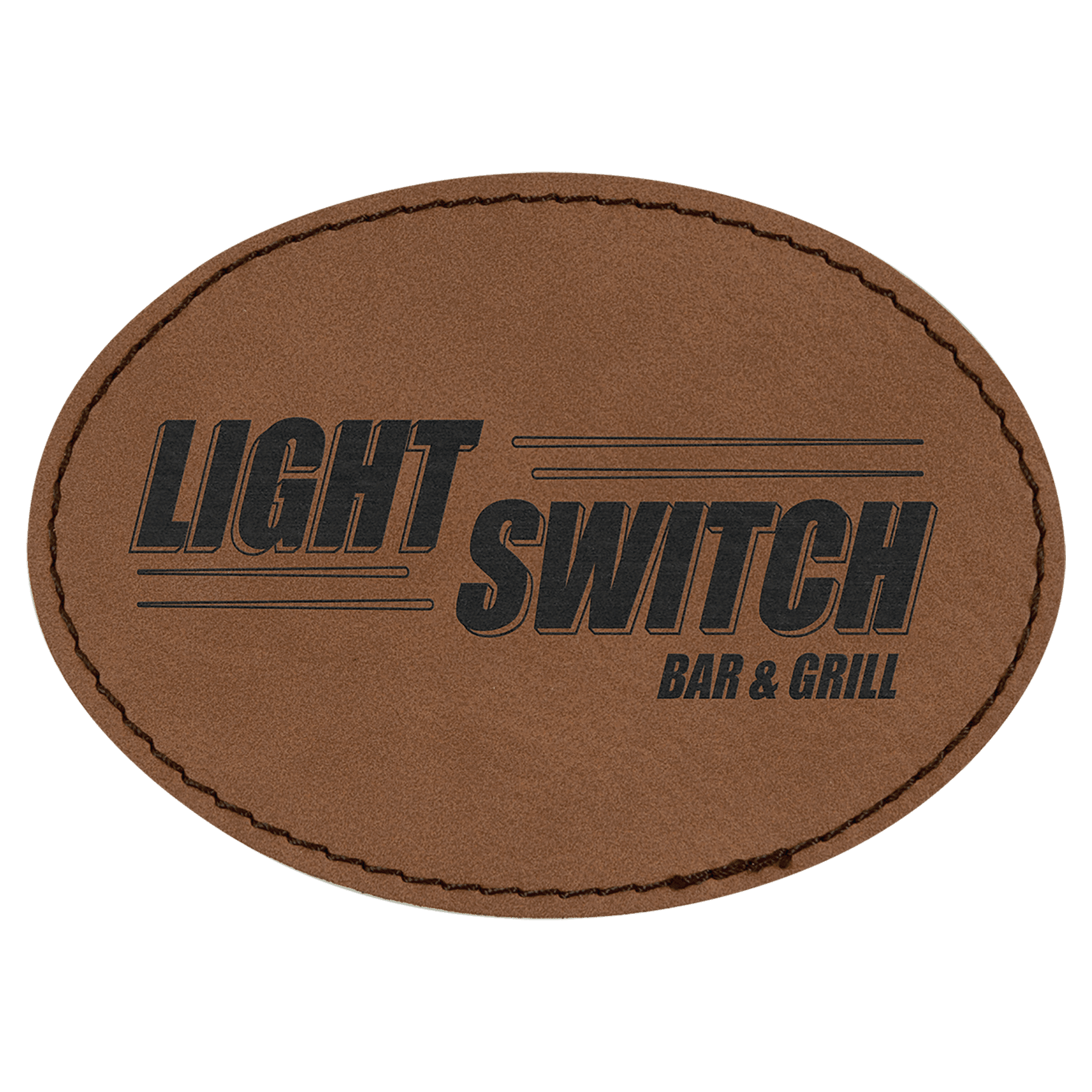 3 1/2" x 2 1/2" Dark Brown Laserable Leatherette Ova Patch with Kota Pro A dhesive