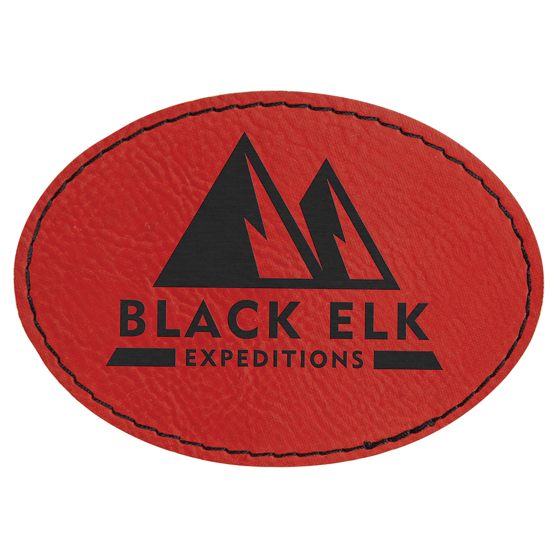 3 1/2" x 2 1/2" Red Laserable Leatherette Oval Patch with Kota Pro Adhesive