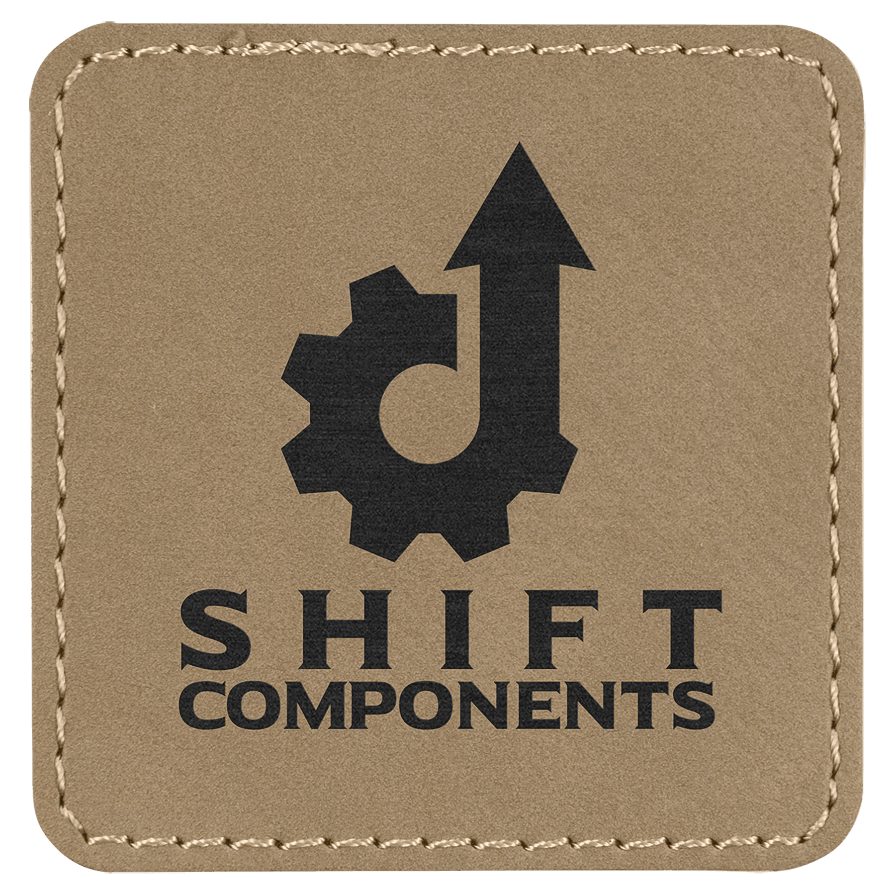 2 1/2" x 2 1/2" Light Brown Laserable Leatherette Square Patch with Kota Pro Adhesive