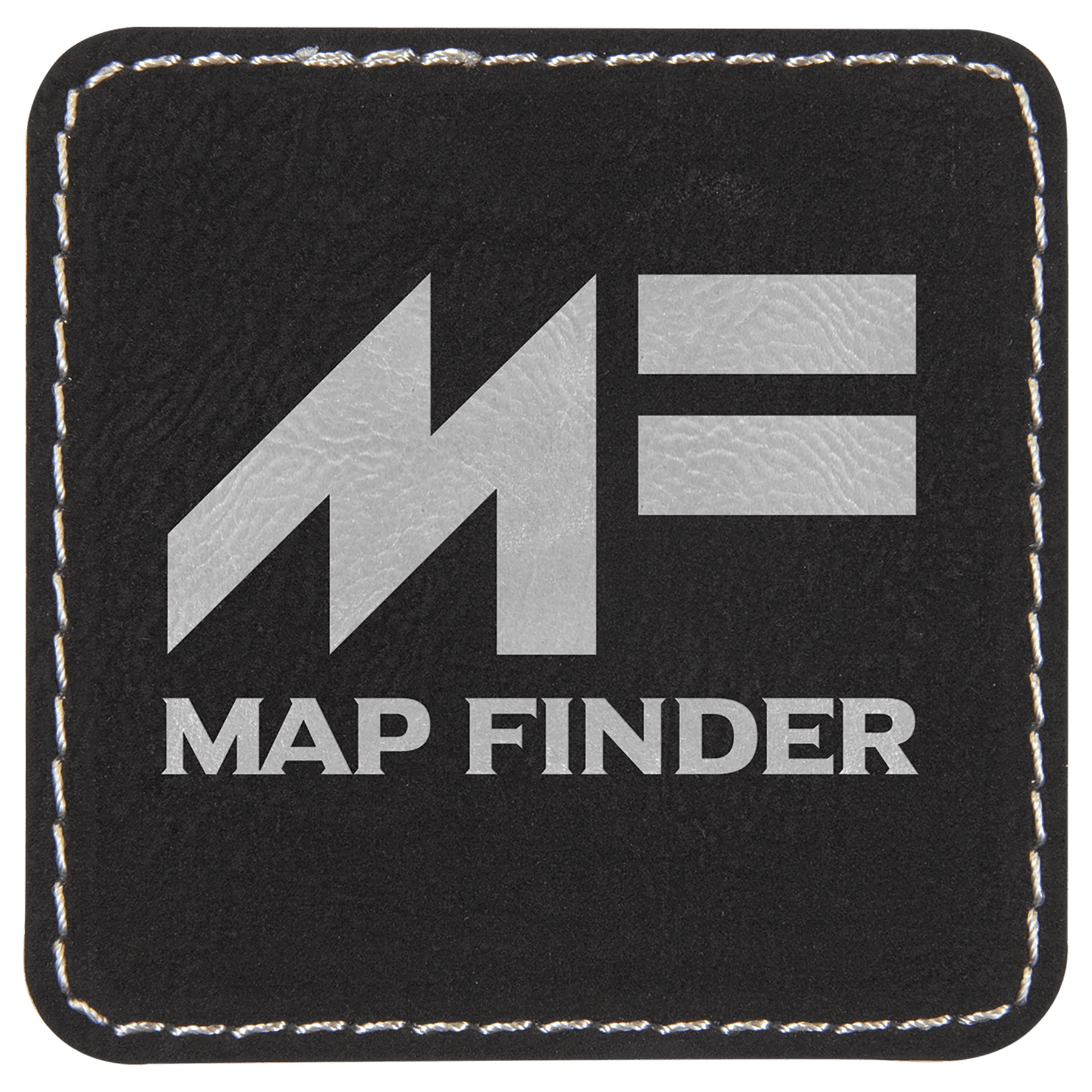 2 1/2" x 2 1/2" Black/Silver Laserable Leatherette Square Patch with Kota Pro Adhesive