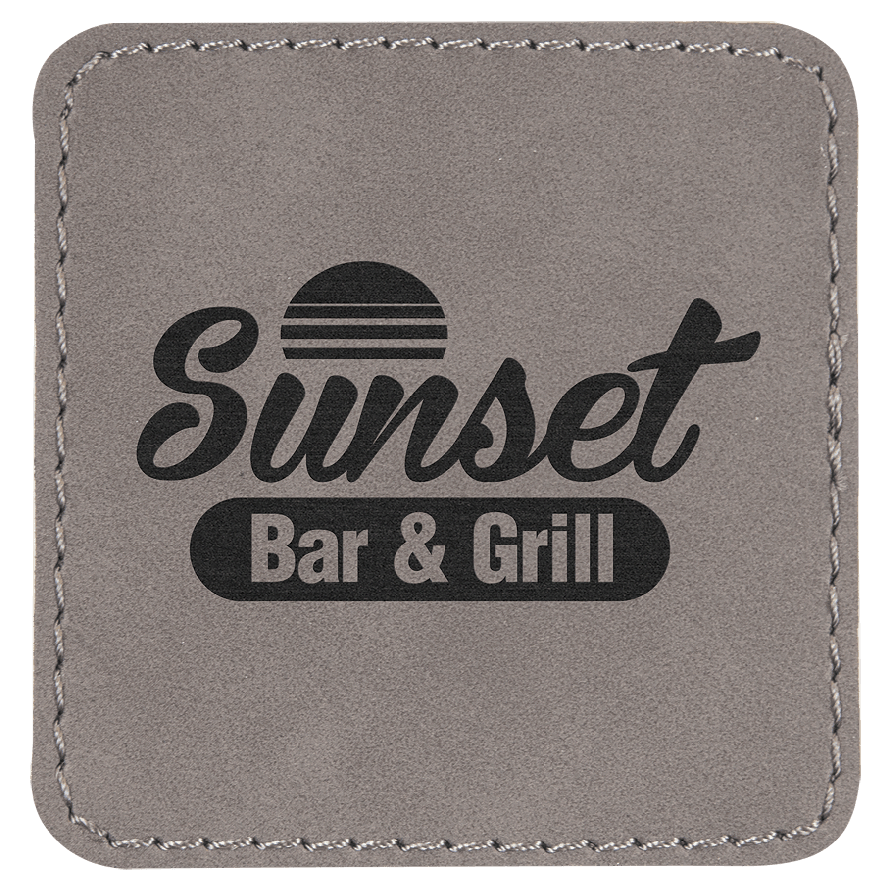 2 1/2" x 2 1/2" Gray Laserable Leatherette Square Patch with Kota Pro Adhesive