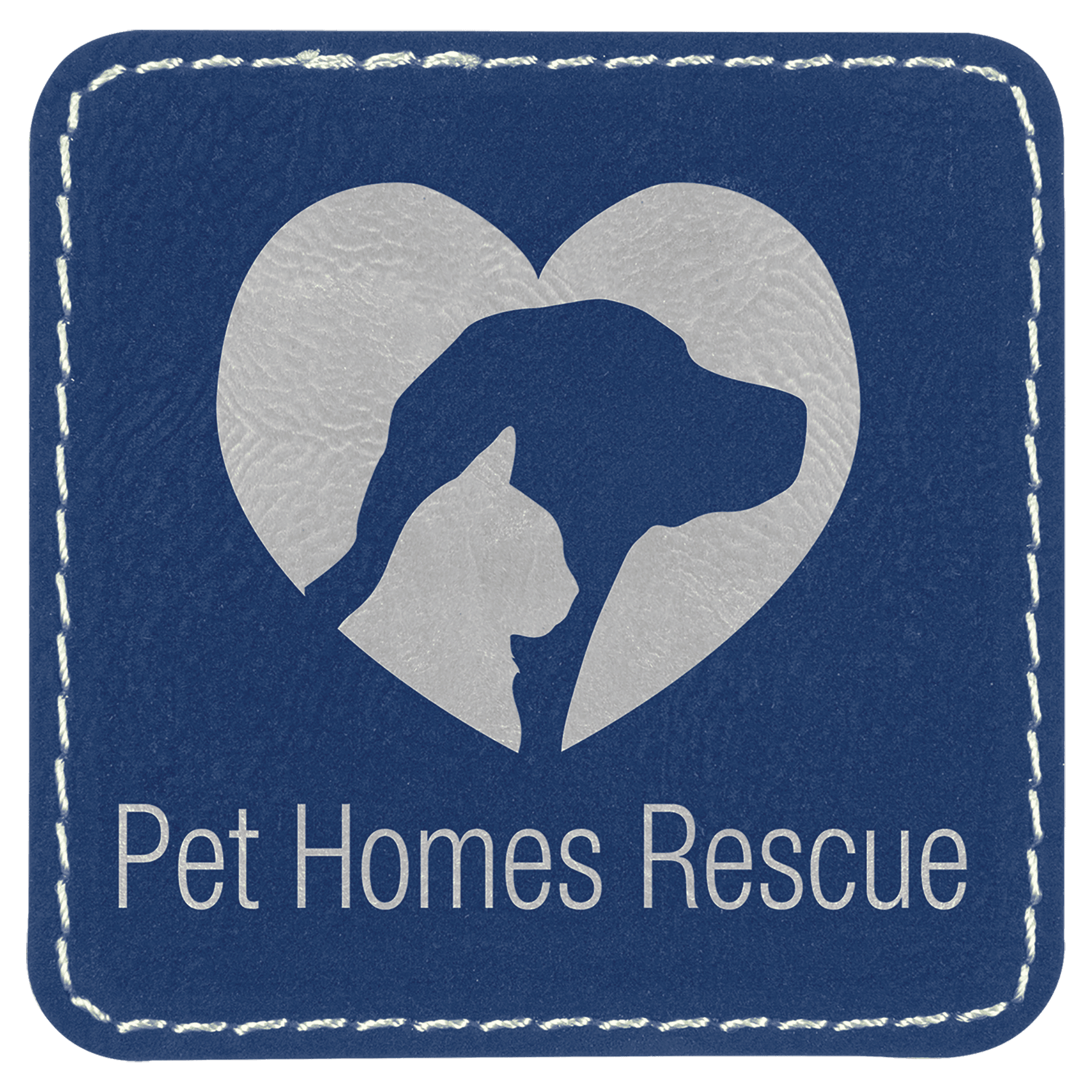 2 1/2" x 2 1/2" Blue/Silver Laserable Leatherette Square Patch with Kota Pro Adhesive