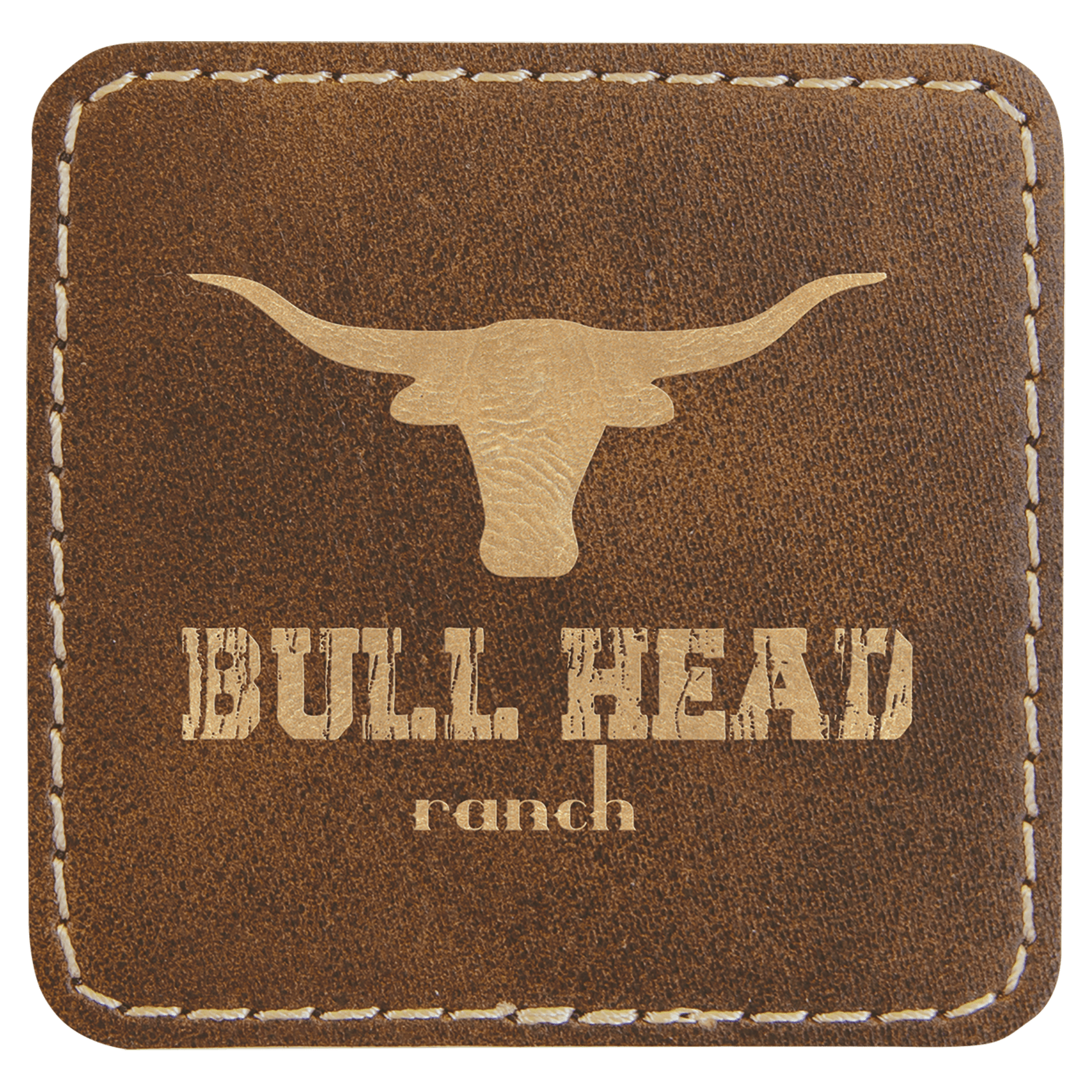 2 1/2" x 2 1/2" Rustic/Gold Laserable Leatherette Square Patch with Kota Pro Adhesive