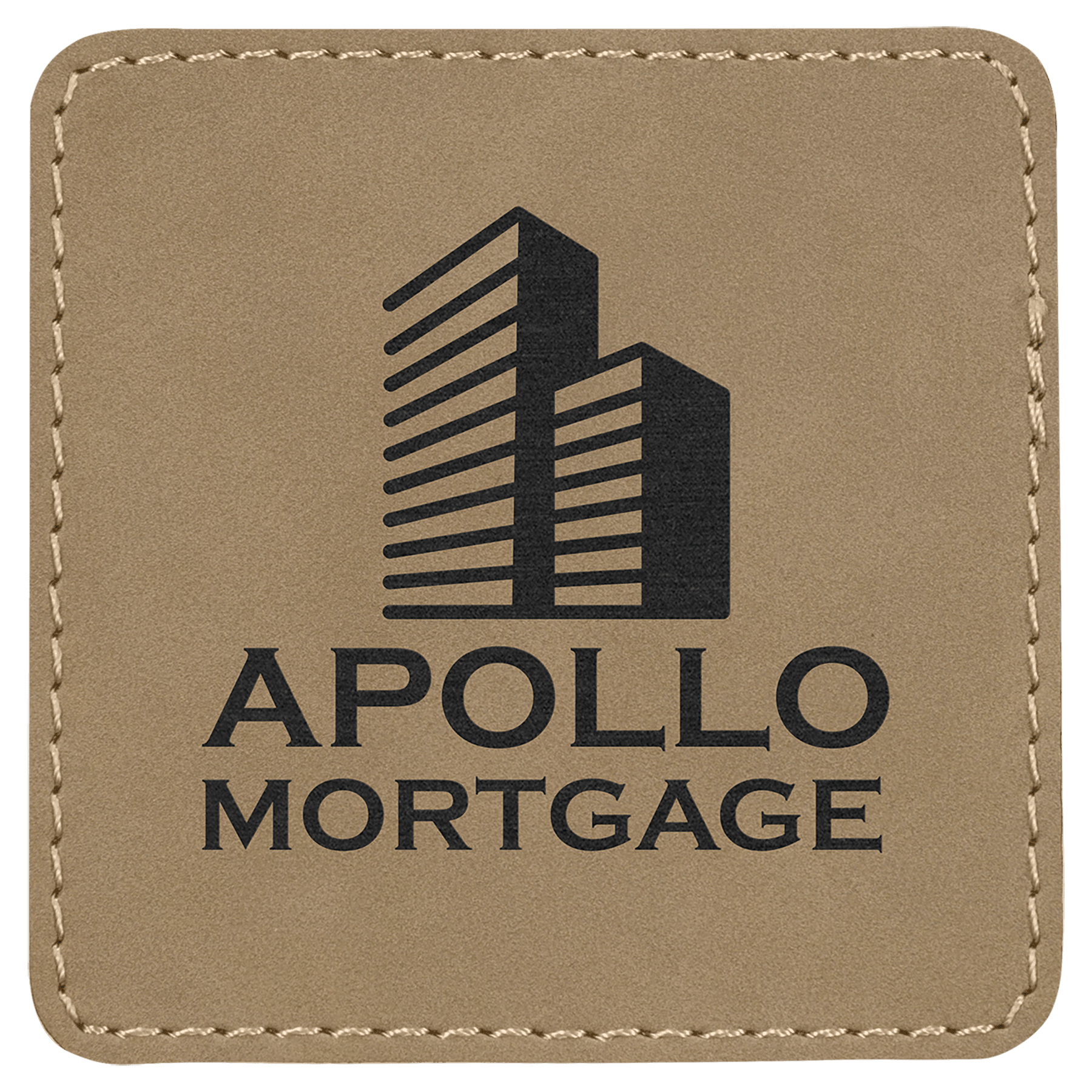 3" x 3" Light Brown Laserable Leatherette Square Patch with Kota Pro Adhesive