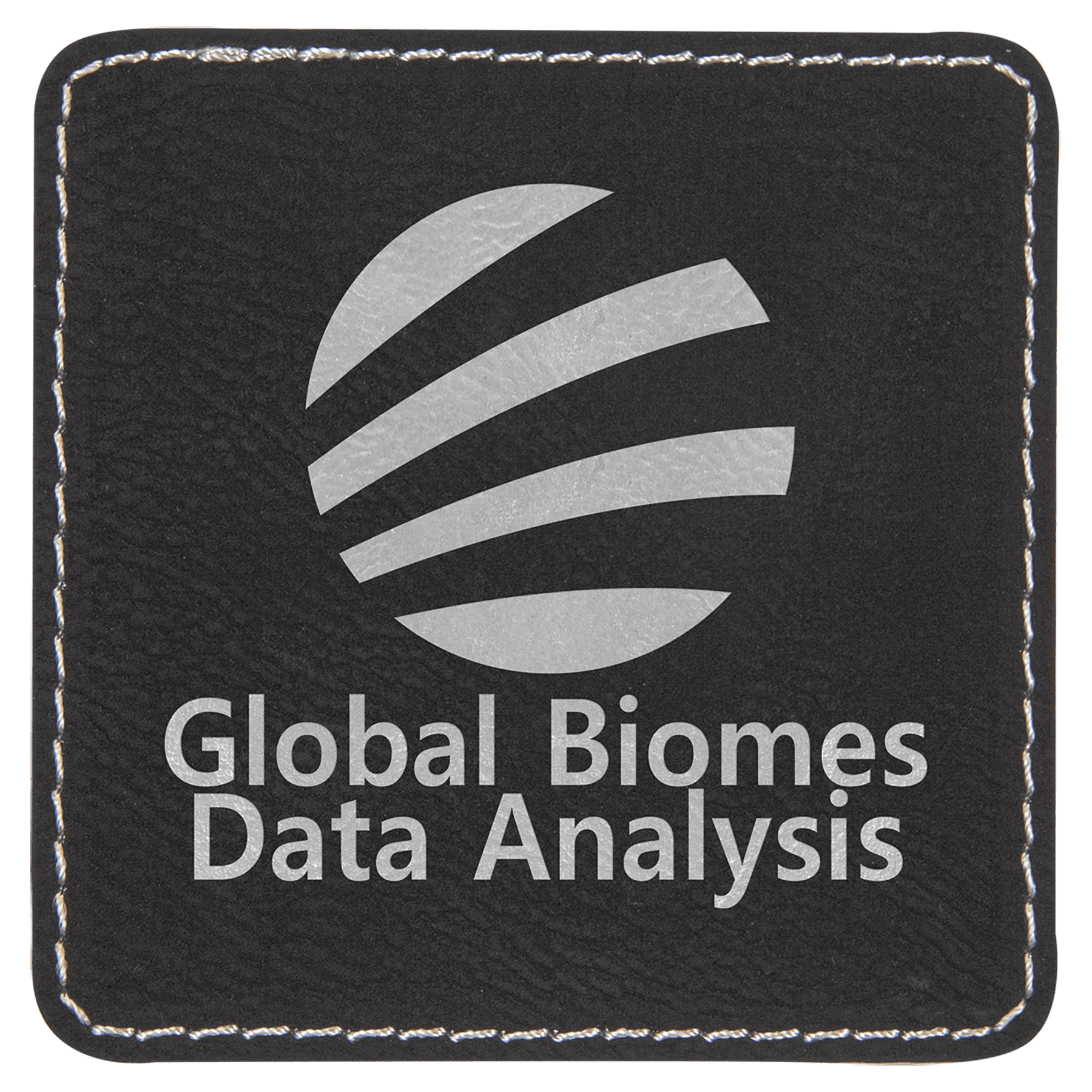 3" x 3" Black/Silver Laserable Leatherette Square Patch with Kota Pro Adhesive