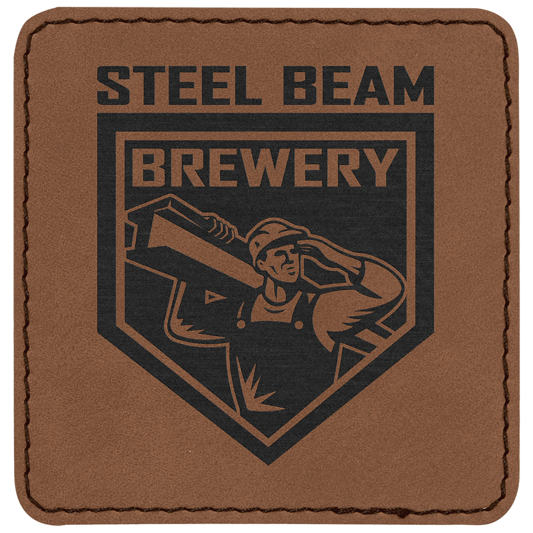 3" x 3" Dark Brown Laserable Leatherette Square Patch with Kota Pro Adhesive