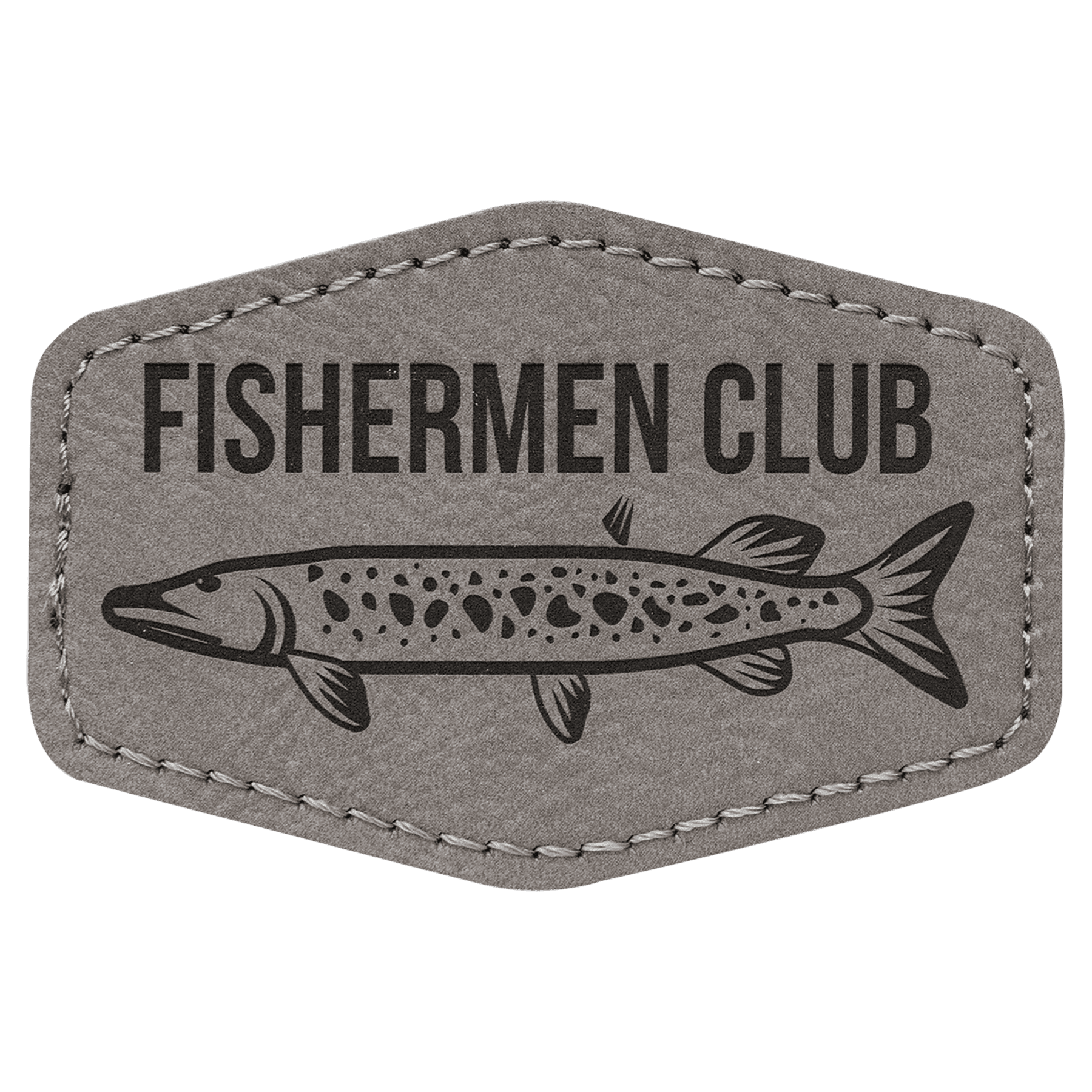 3" x 2" Gray Laserable Leatherette Hex Patch with Kota Pro Adhesive