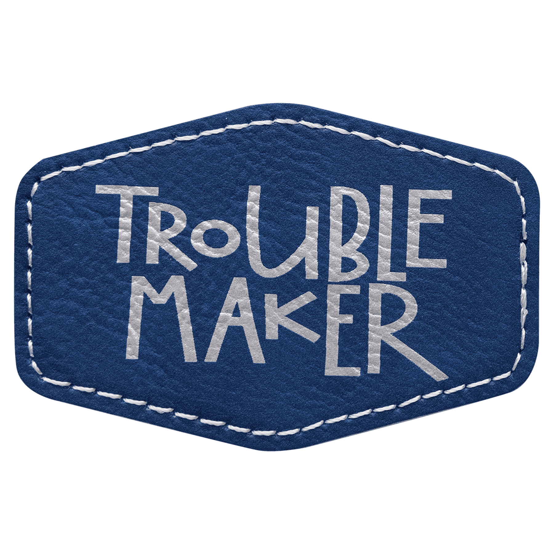 3" x 2" Blue/Silver Laserable Leatherette Hex Patch with Kota Pro Adhesive