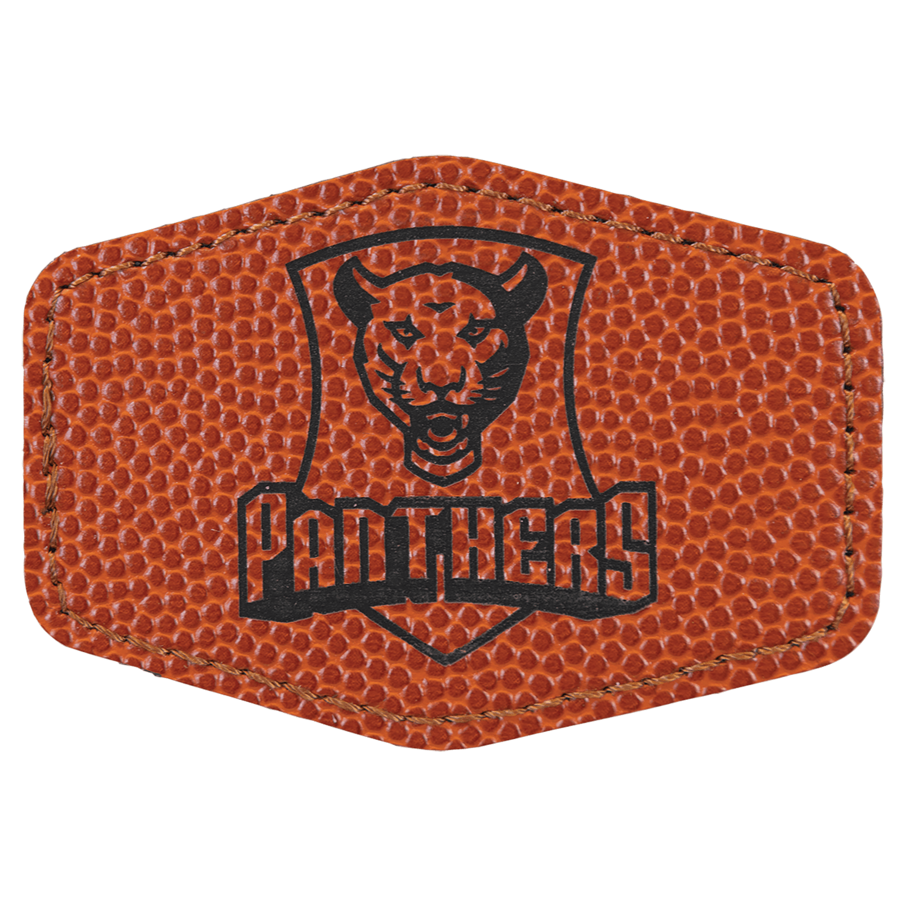3" x 2" Basketball Laserable Leatherette Hex Patch with Kota Pro Adhesive