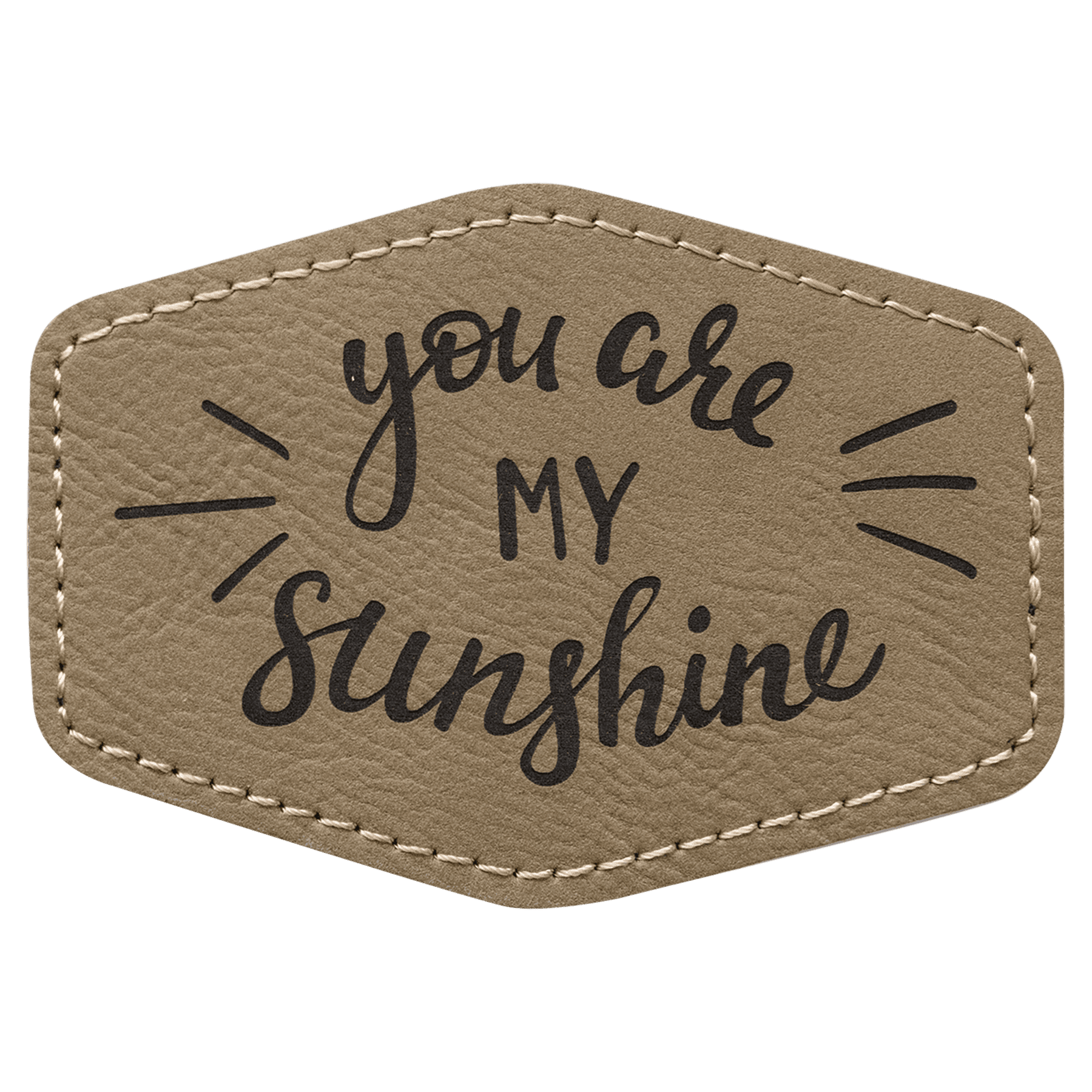 3 1/2" x 2 1/2" Light Brown Laserable Leatherette Hex Patch with Kota Pro Adhesive