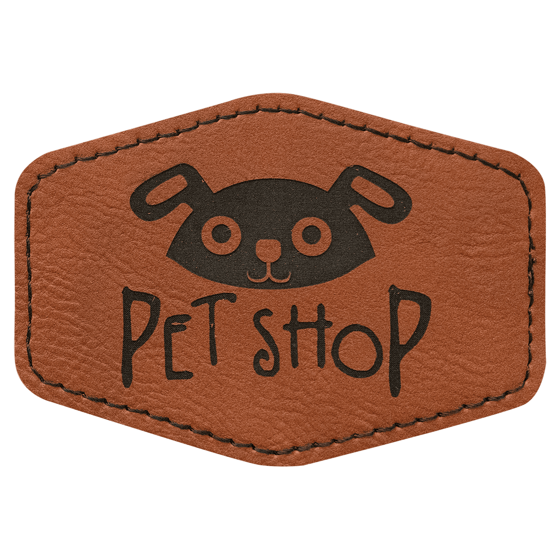 3 1/2" x 2 1/2" Rawhide Laserable Leatherette Hex Patch with Kota Pro Adhesive