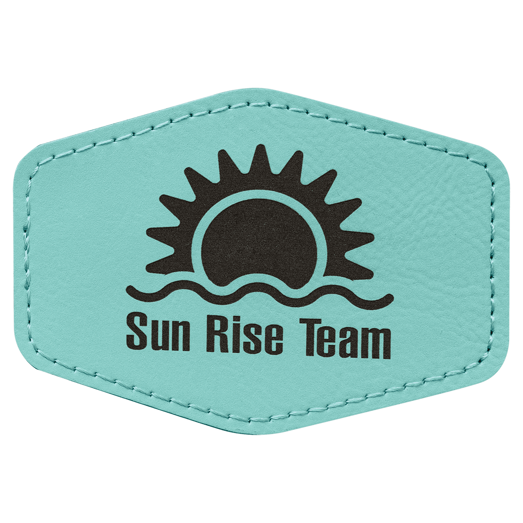 3 1/2" x 2 1/2" Teal Laserable Leatherette Hex Patch with Kota Pro Adhesive