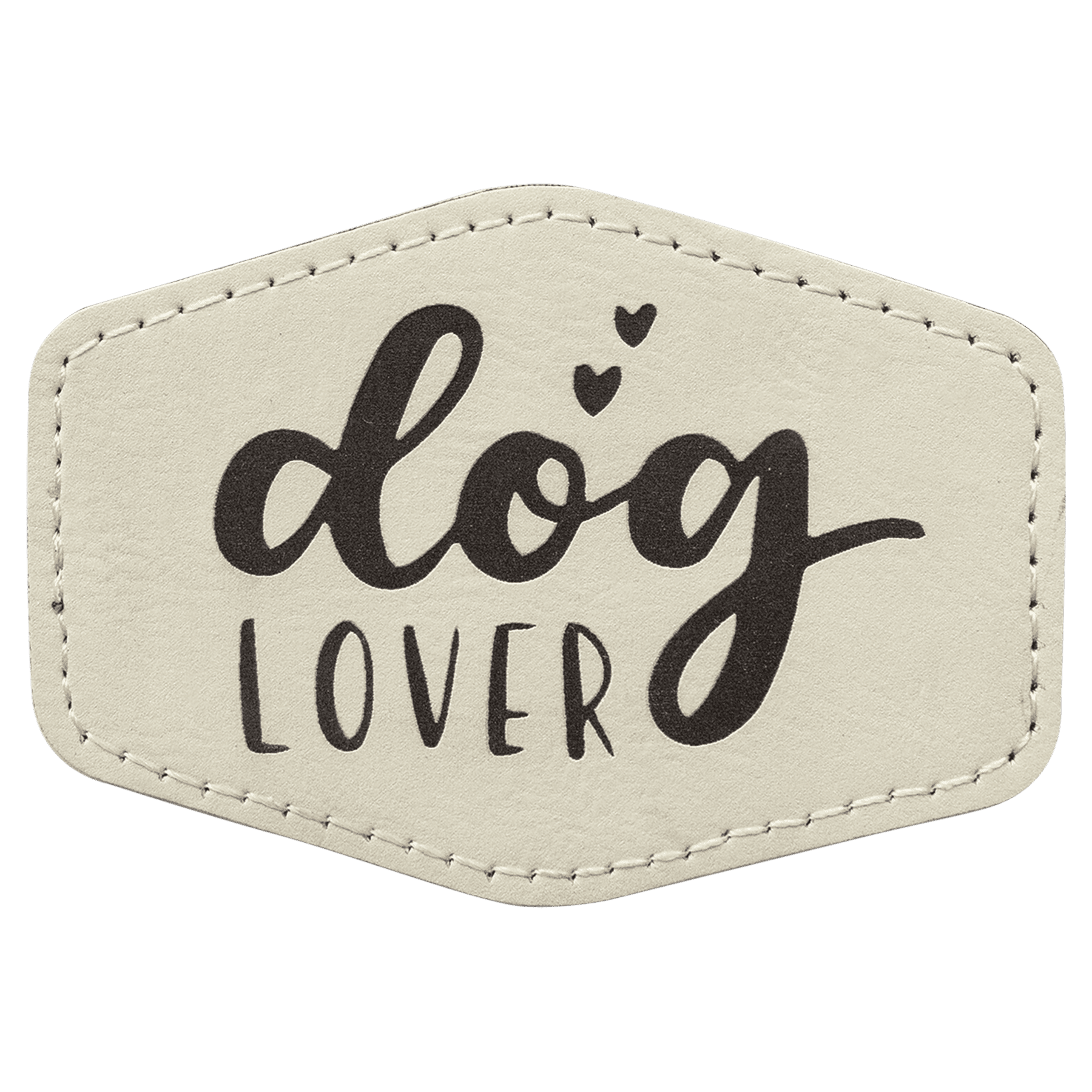 3 1/2" x 2 1/2" White Laserable Leatherette Hex Patch with Kota Pro Adhesive