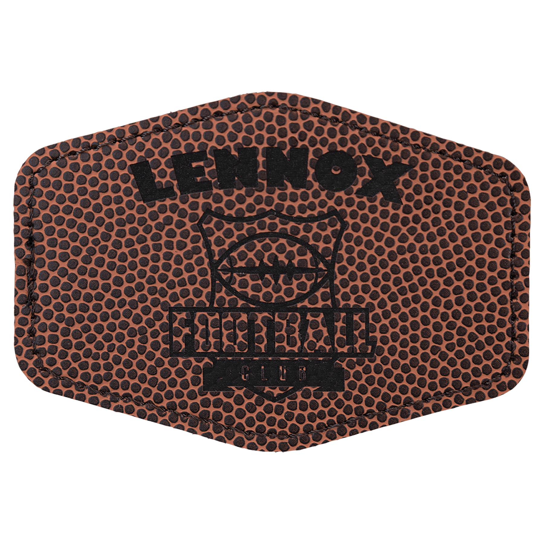 3 1/2" x 2 1/2" Football Laserable Leatherette Hex Patch with Kota Pro Adhesive