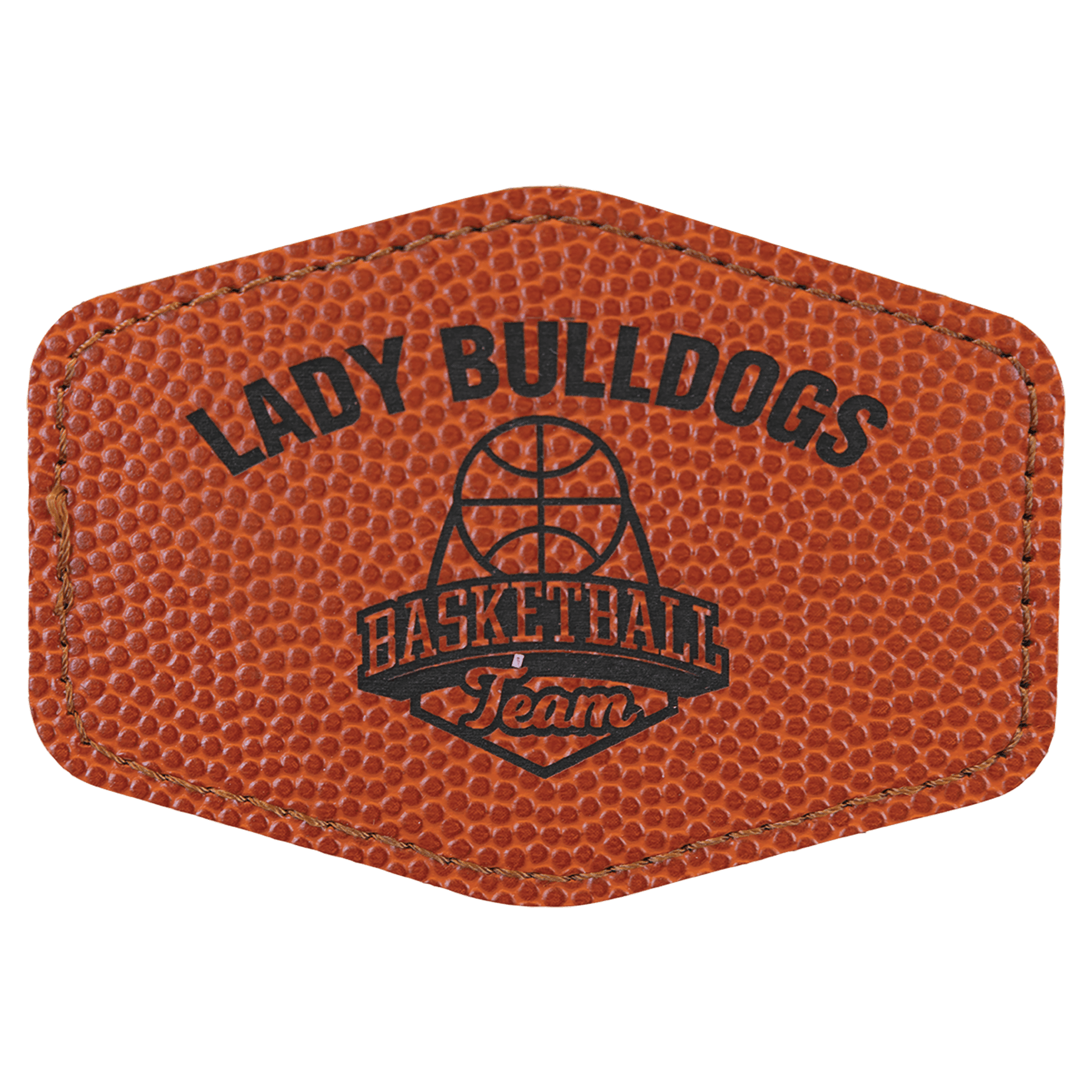 3 1/2" x 2 1/2" Basketball Laserable Leatherette Hex Patch with Kota Pro Adhesive