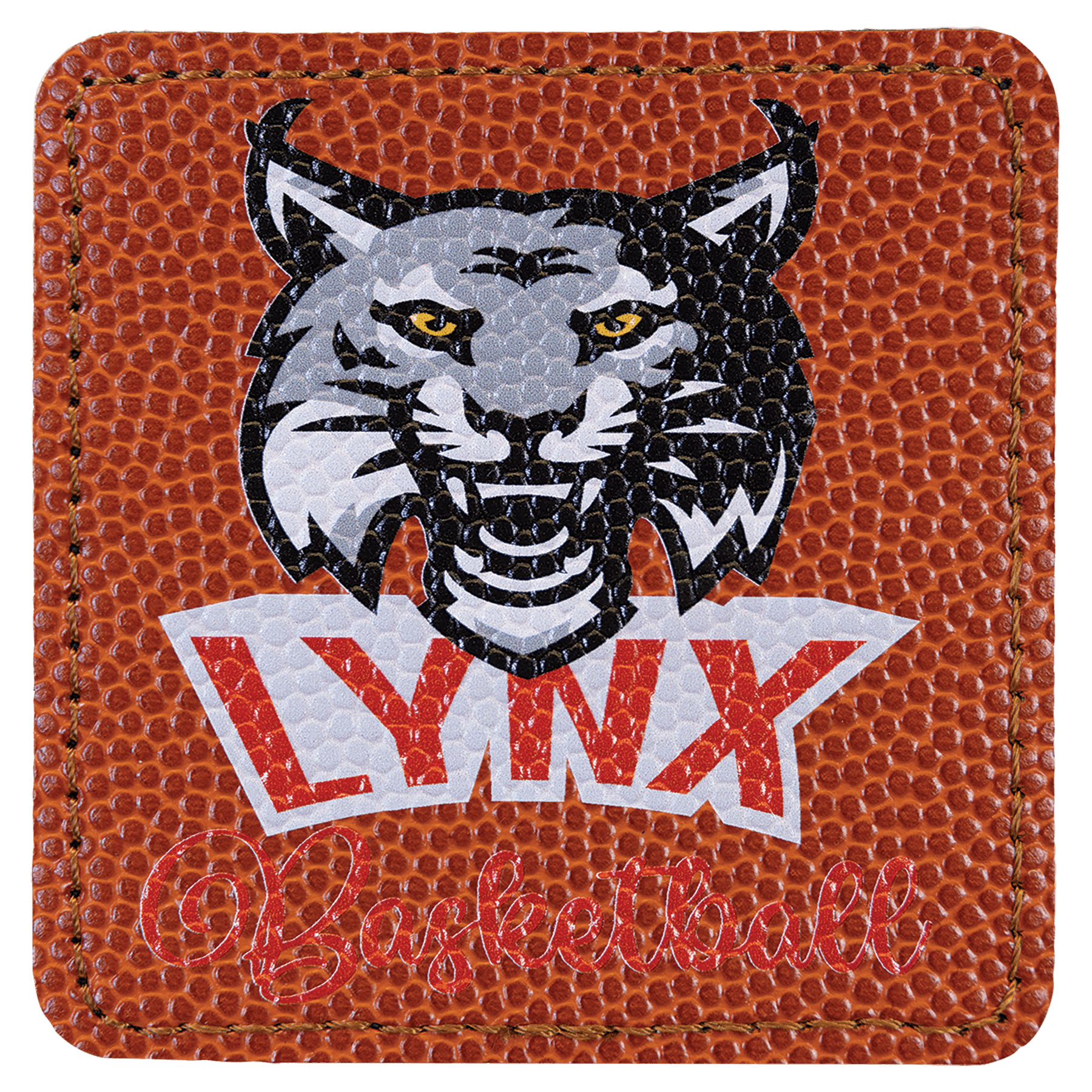 3" x 3" Basketball Laserable Leatherette Square Patch with Kota Pro Adhesive