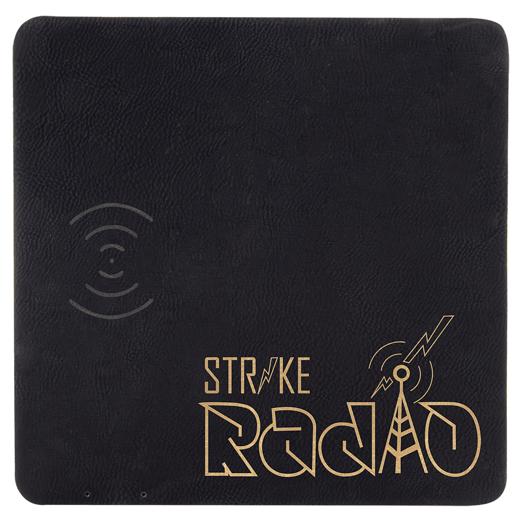 8" x 8" Black/Gold Laserable Leatherette Phone Charging Mat