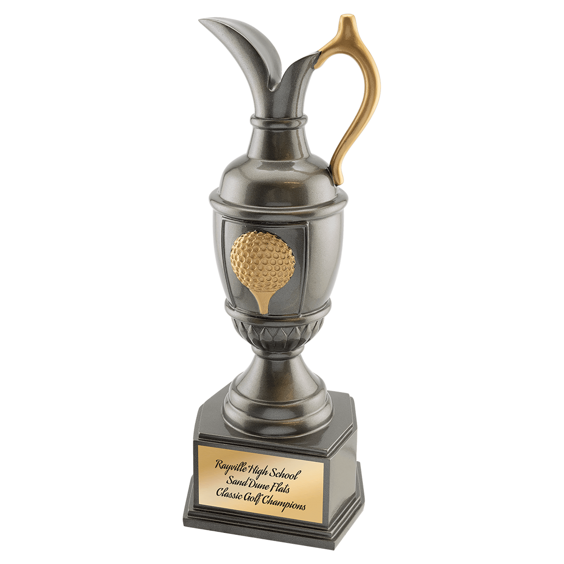 11 3/4" Gun Metal/Gold Golf Resin with Ferrule