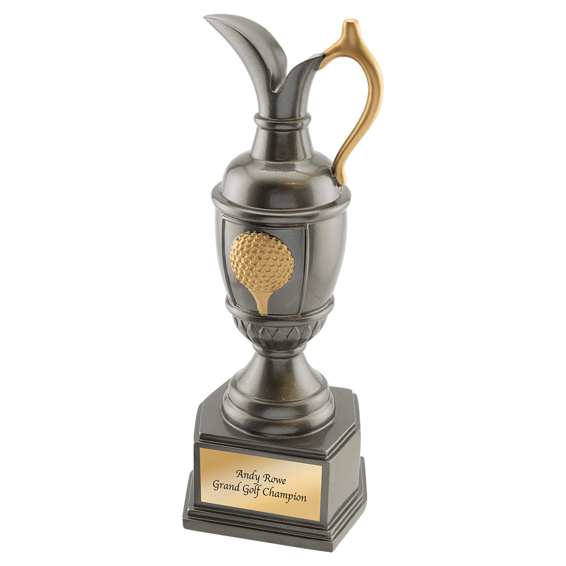 9 3/4" Gun Metal/Gold Golf Resin with Ferrule