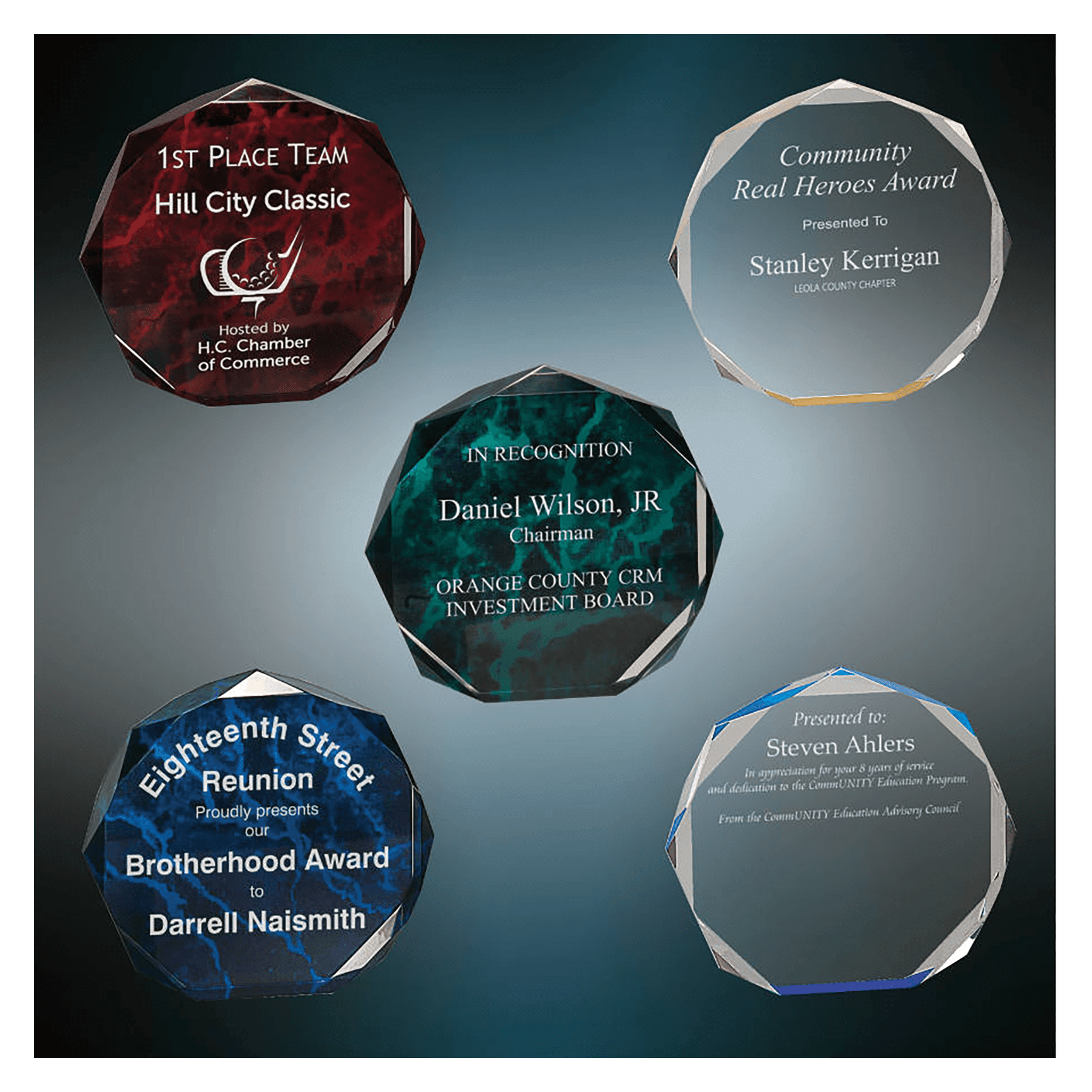 6" Octagon Award Acrylic Blank Sample Set