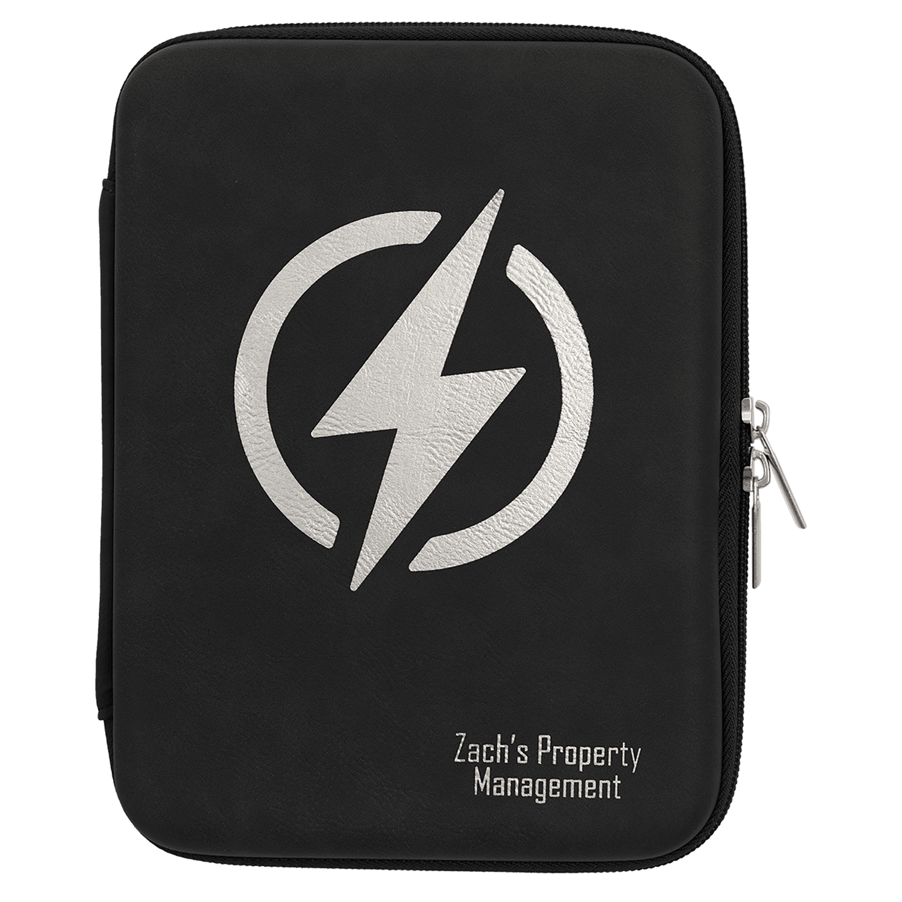 8 1/2" x 6" x 1 3/4" Black/Silver Leatherette Cord Case