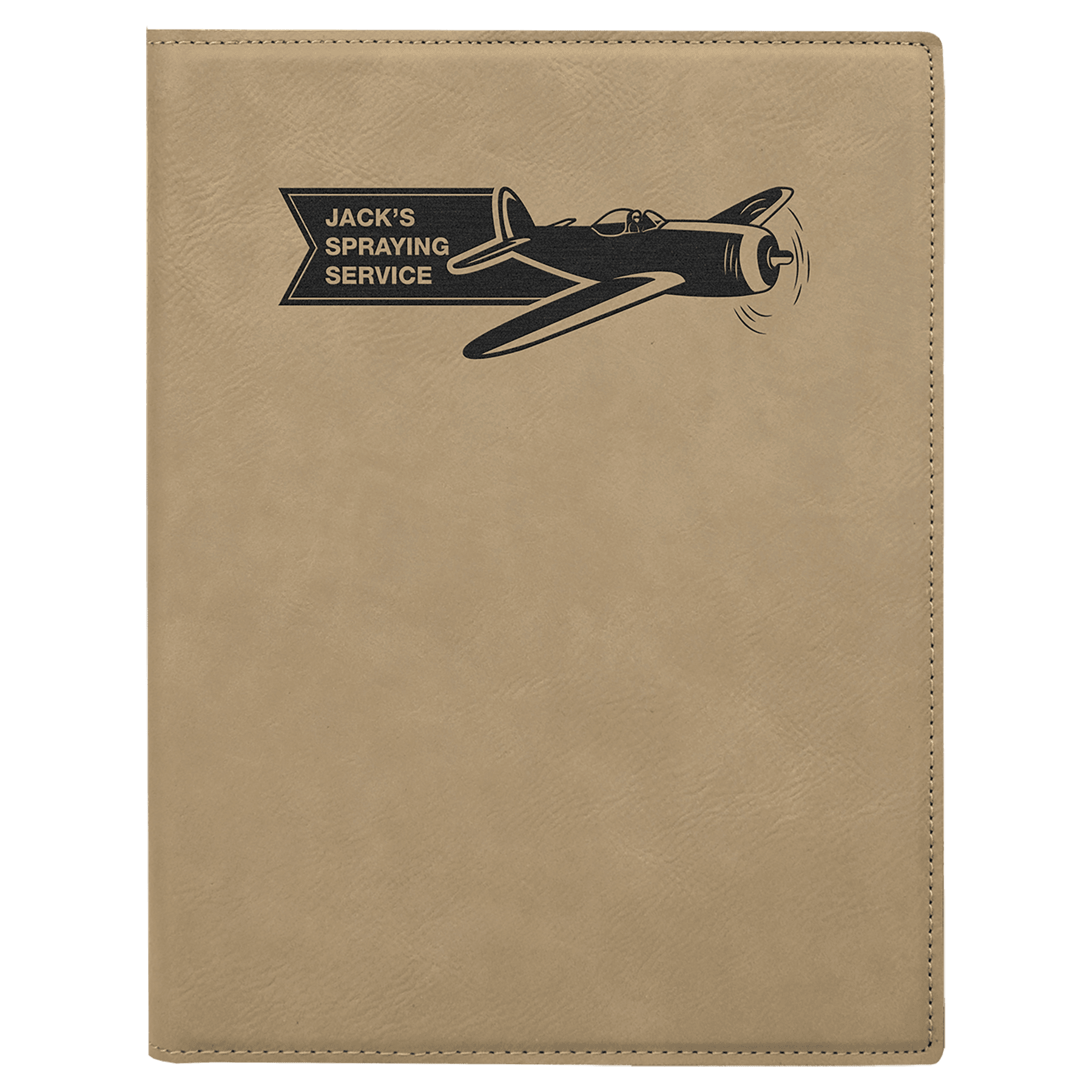 7" x 9" Light Brown Laserable Leatherette Small Portfolio with Notepad