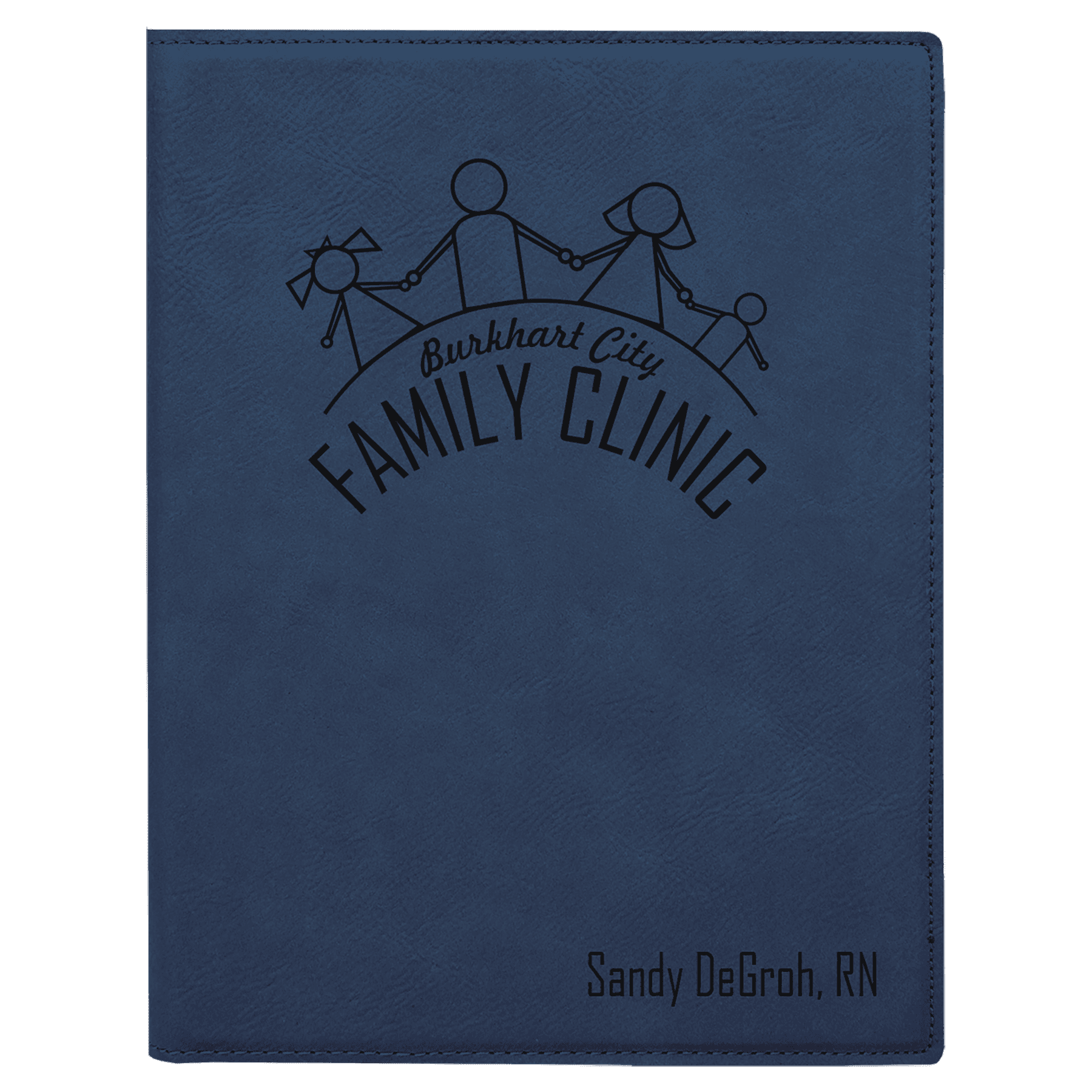 7" x 9" Blue/Black Laserable Leatherette Small Portfolio with Notepad