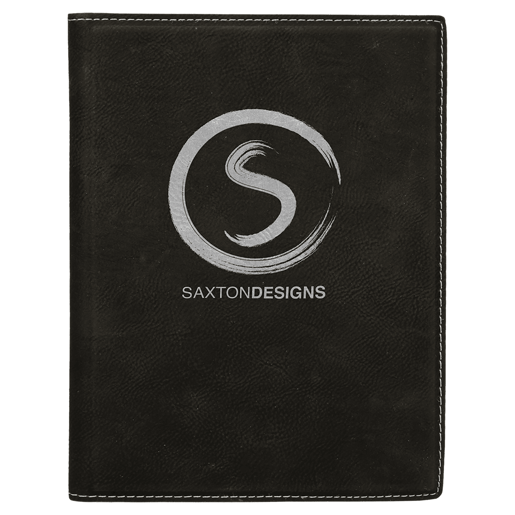 7" x 9" Black/Silver Laserable Leatherette Small Portfolio with Notepad