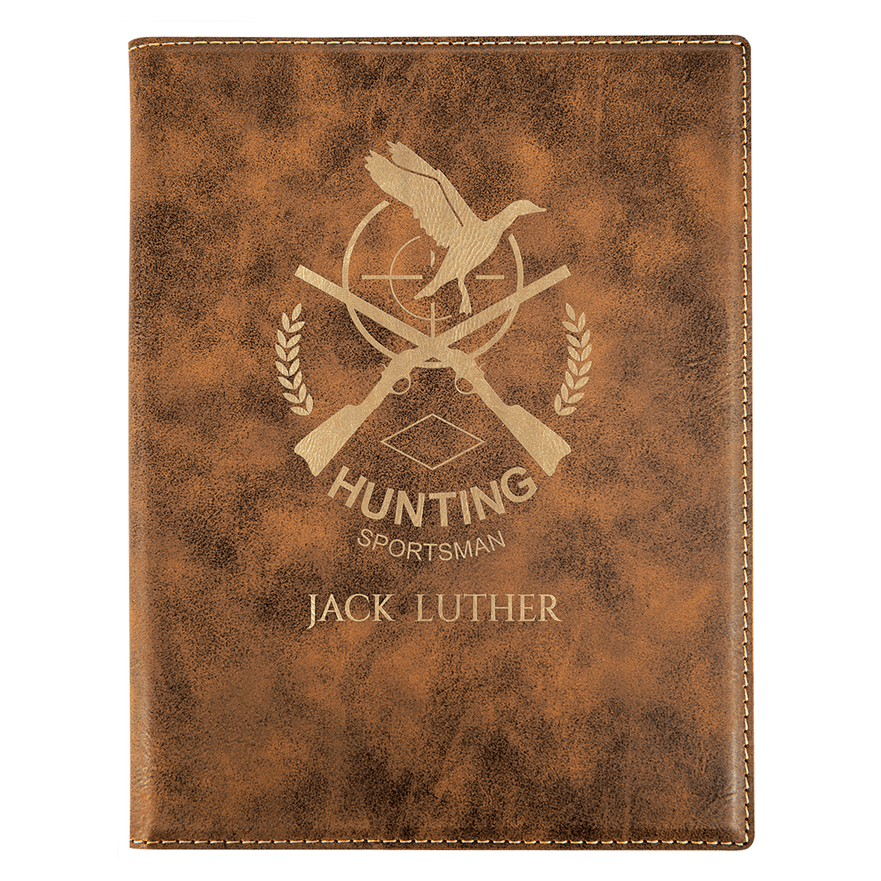 7" x 9" Rustic/Gold Laserable Leatherette Small Portfolio with Notepad