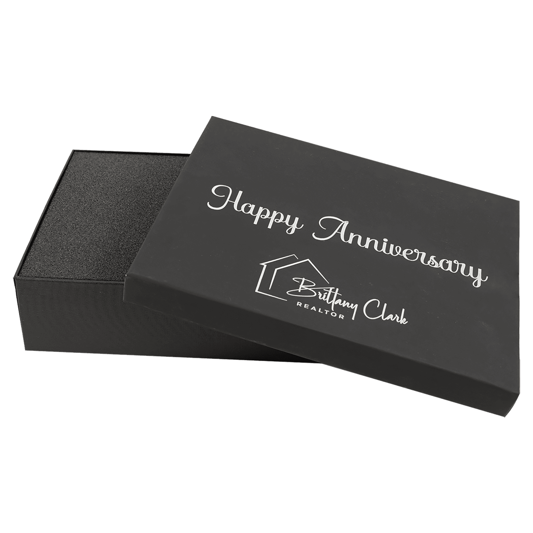 9 5/8" x 6 7/8" Black Lazerburst Gift Box-Lasers to Silver