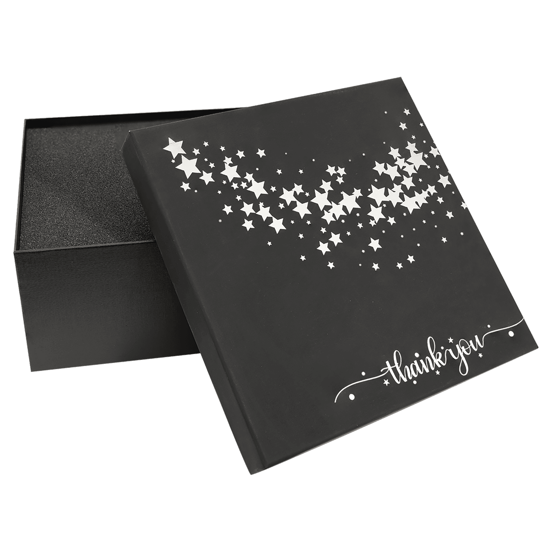 9 1/8" x 9 1/8" Black Lazerburst Gift Box-Lasers to Silver