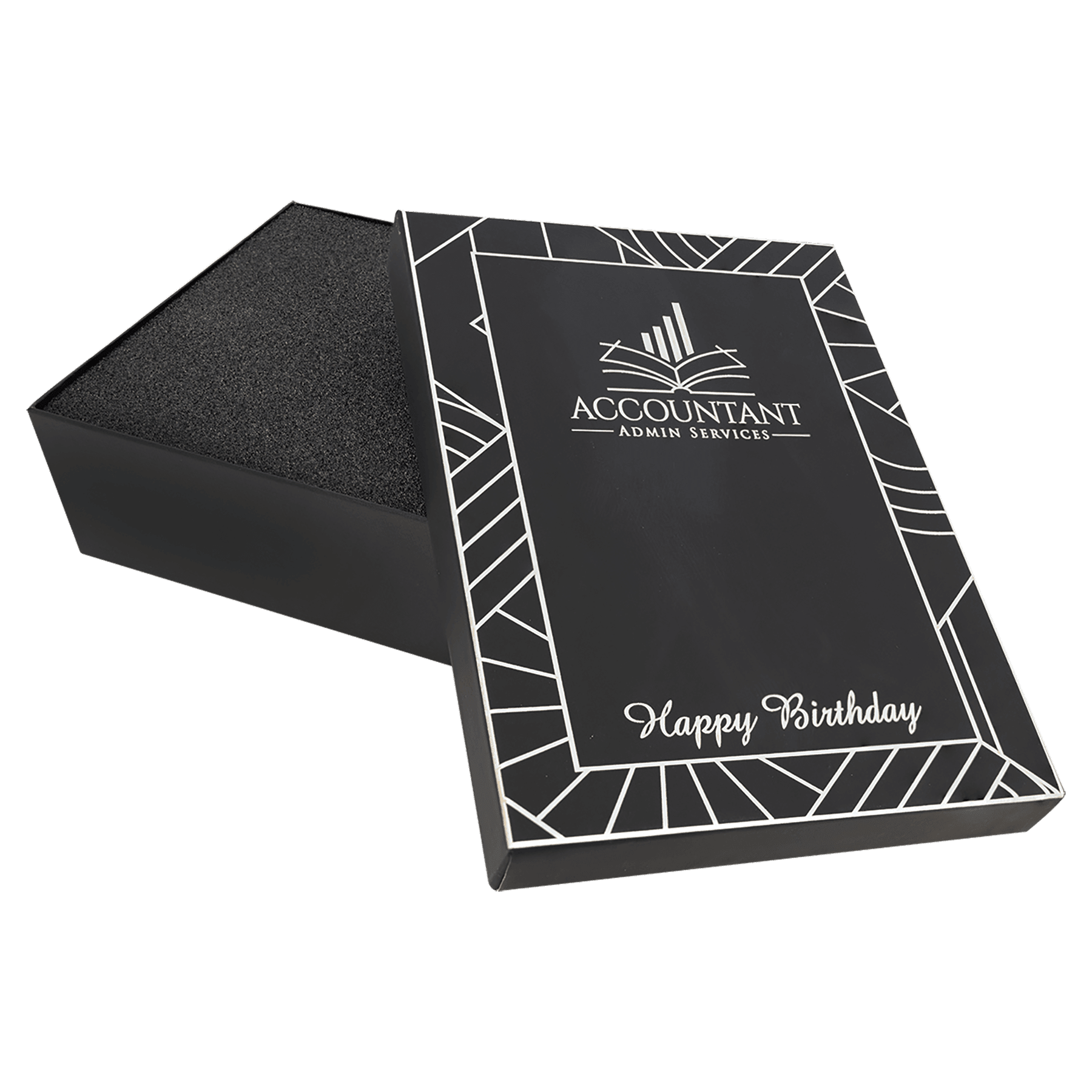 9 3/4" x 7 3/4" Black Laseerburst Gift Box-Lasers to Silver