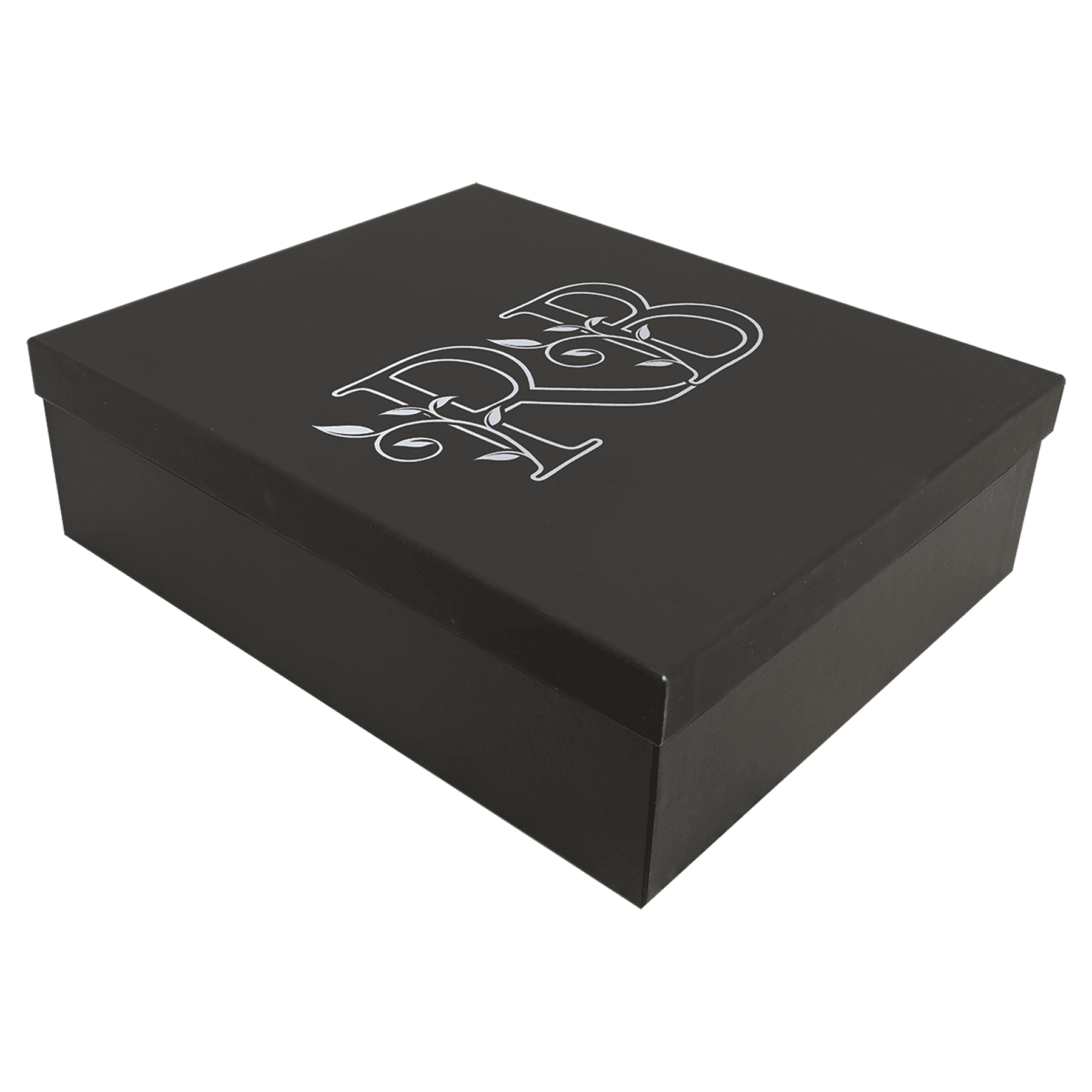 12 3/4" x 10 1/4" Black Lazerburst Gift Box-Lasers to Silver