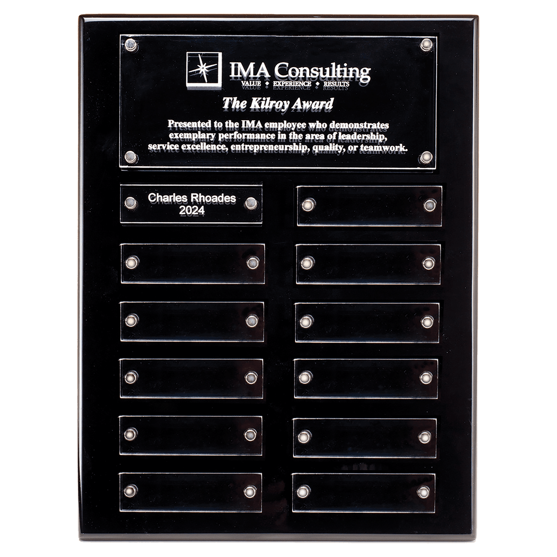 Black High Gloss Plaque with 12 Acrylic Engraving Plates