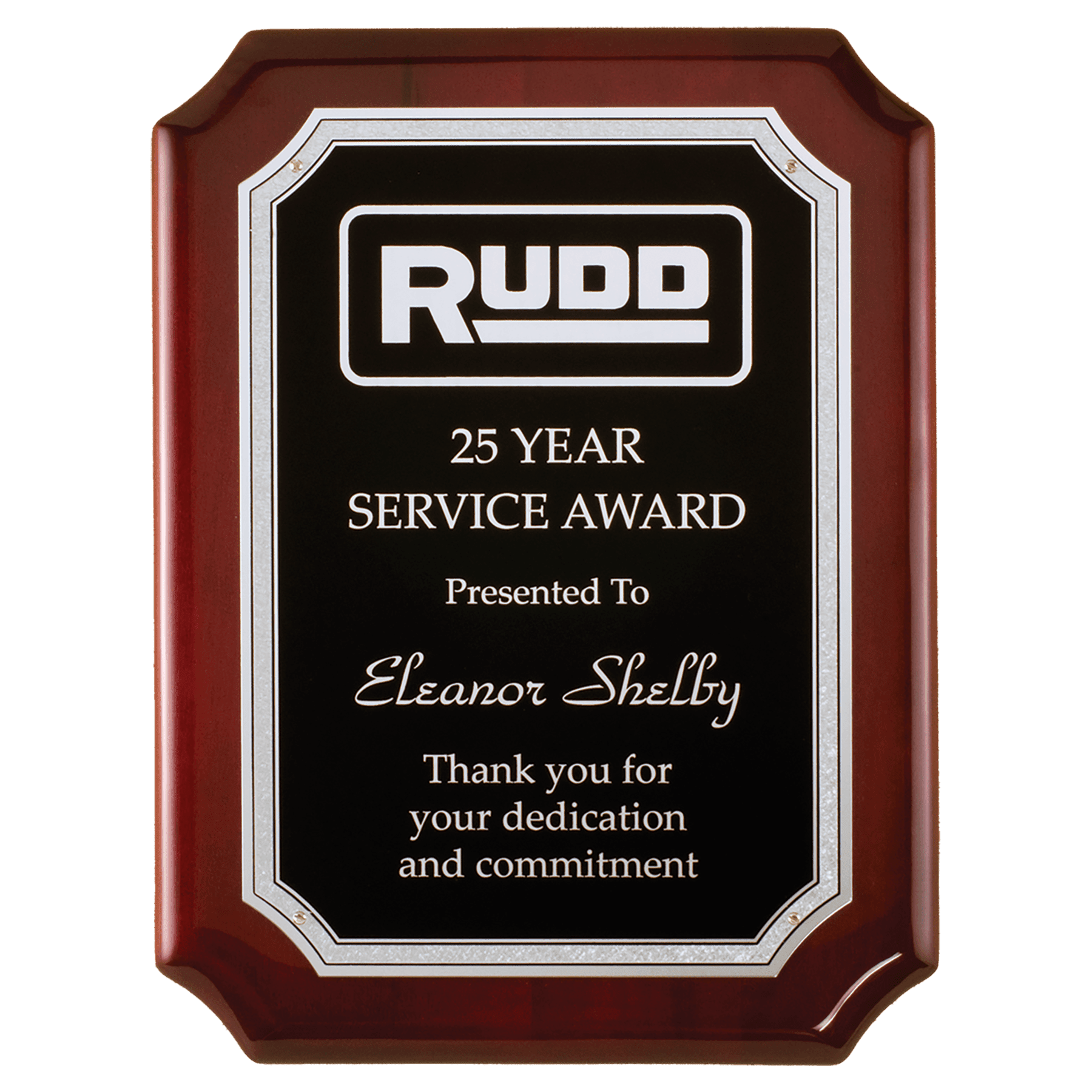 8" x 10 1/2" Rosewood High Gloss Plaque with Silver Florentine Border BlackTextured Plate