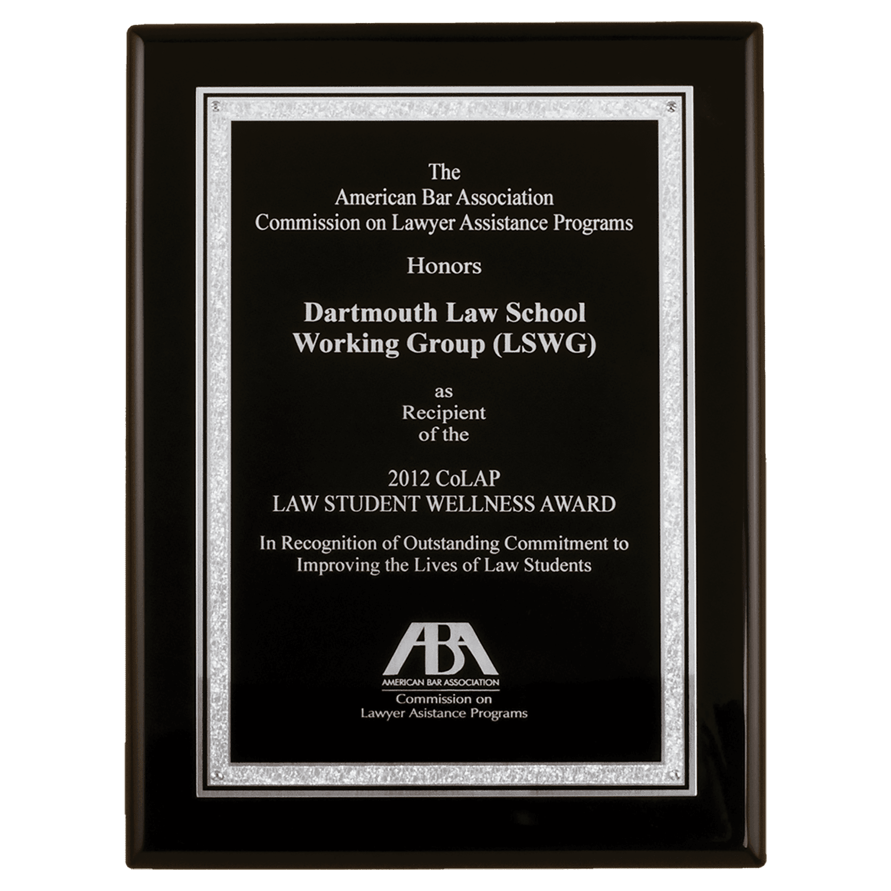 7" x 9" Airflyte Black Piano Finish Plaque with Black Laser Engravable Aluminum Florentine Silver Border Plate