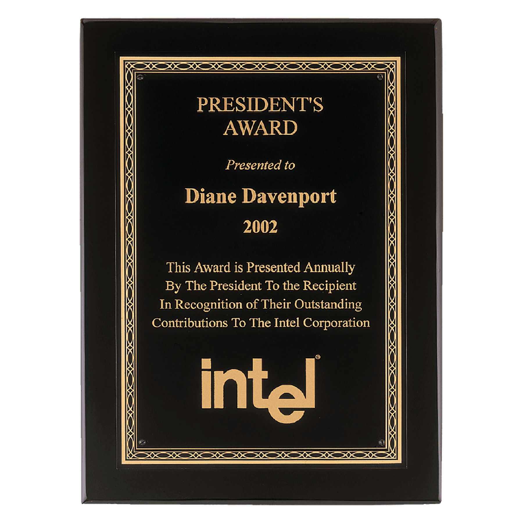 9" x 12" Airflyte Premium Black Piano Finish Plaque with Gold Florentine Border Laserable Black Brass Plate