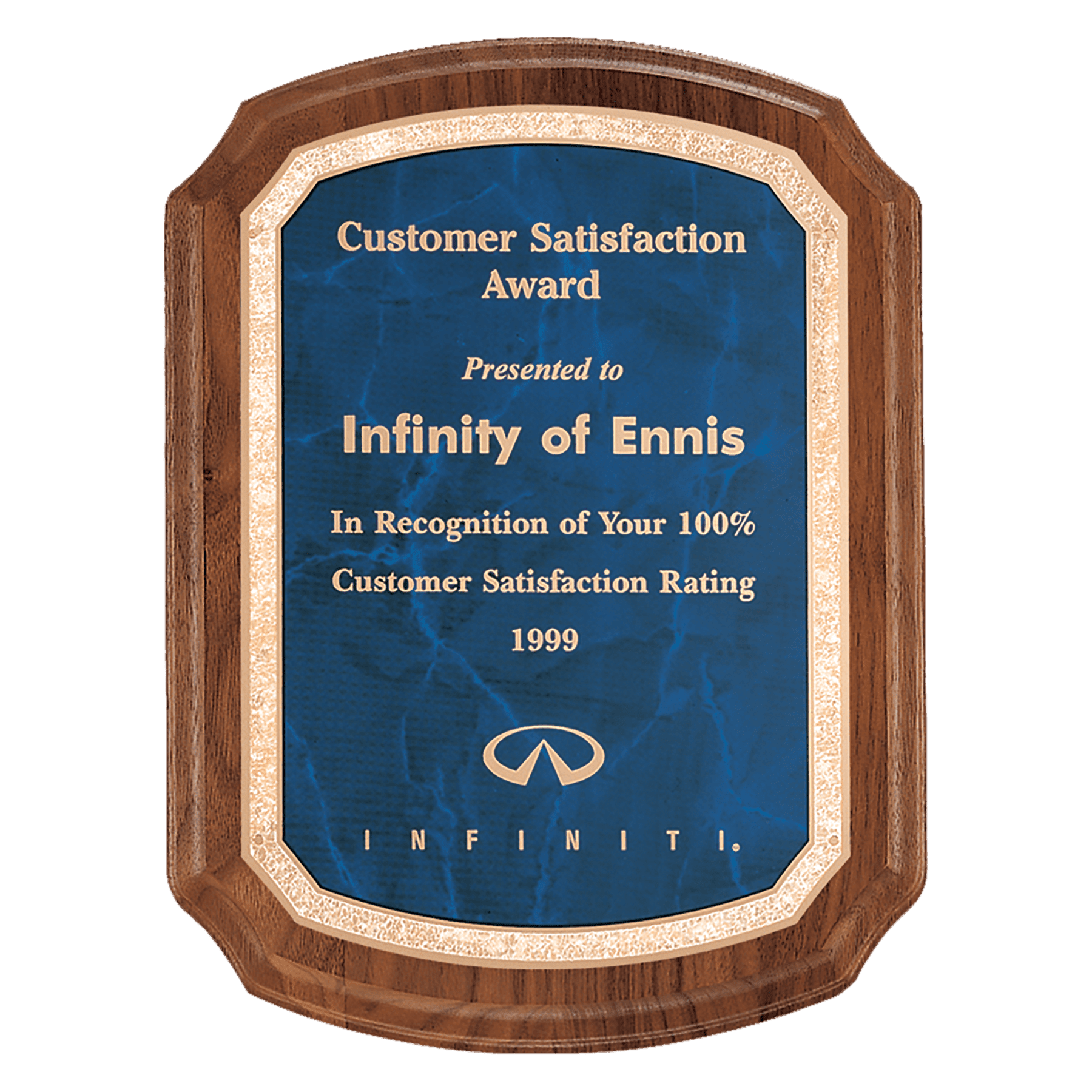 8" x 10 1/2" Coventry Series American Walnut Plaque with Gold Border Sapphire LaserFX Plate