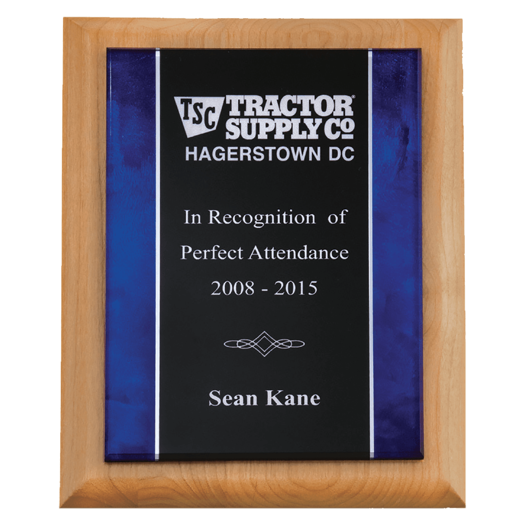 7" x 9" Airflyte Natural Alder Plaque with Blue Border Acrylic Plate