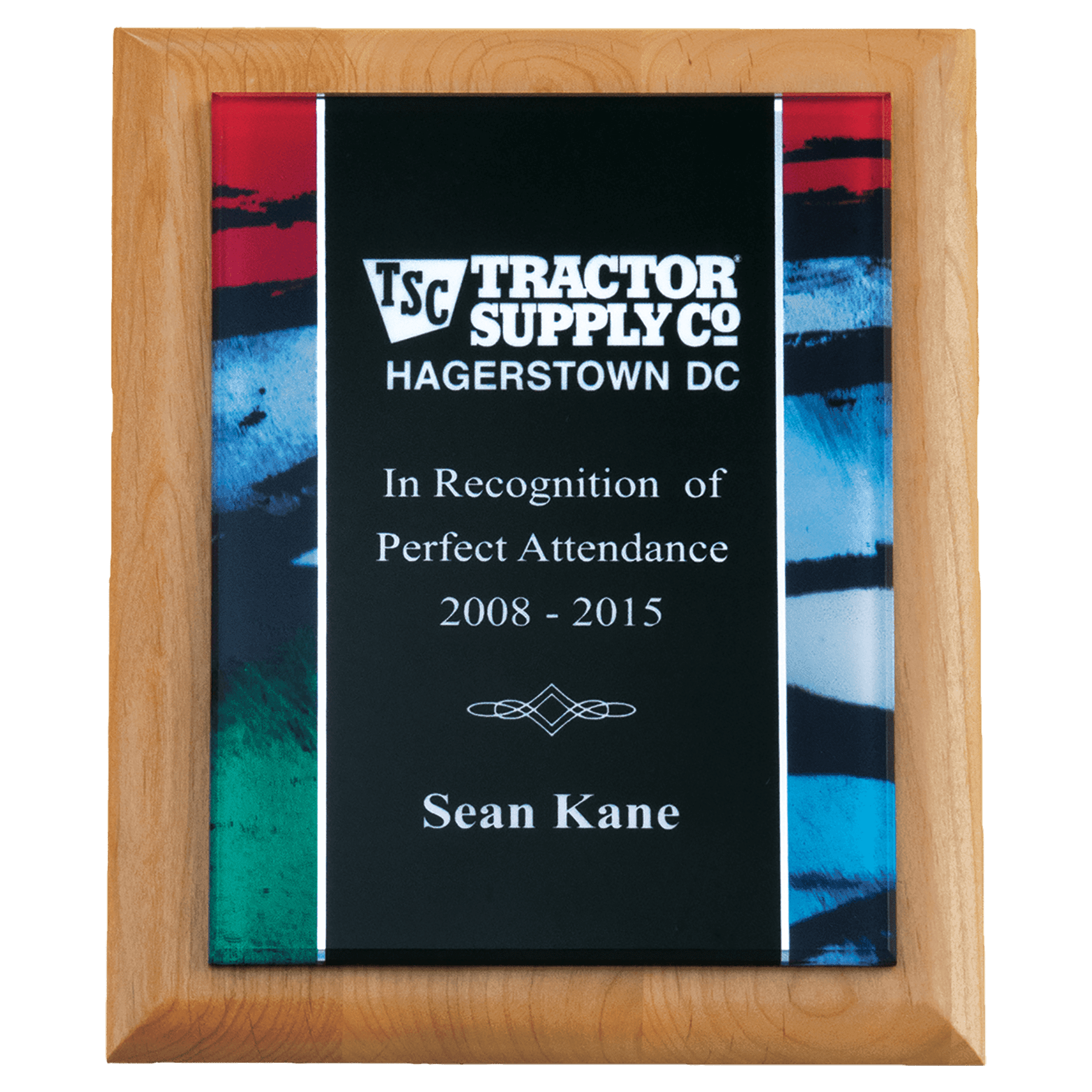 7" x 9" Airflyte Natural Alder Plaque with Stained Glass Border Acrylic Plate