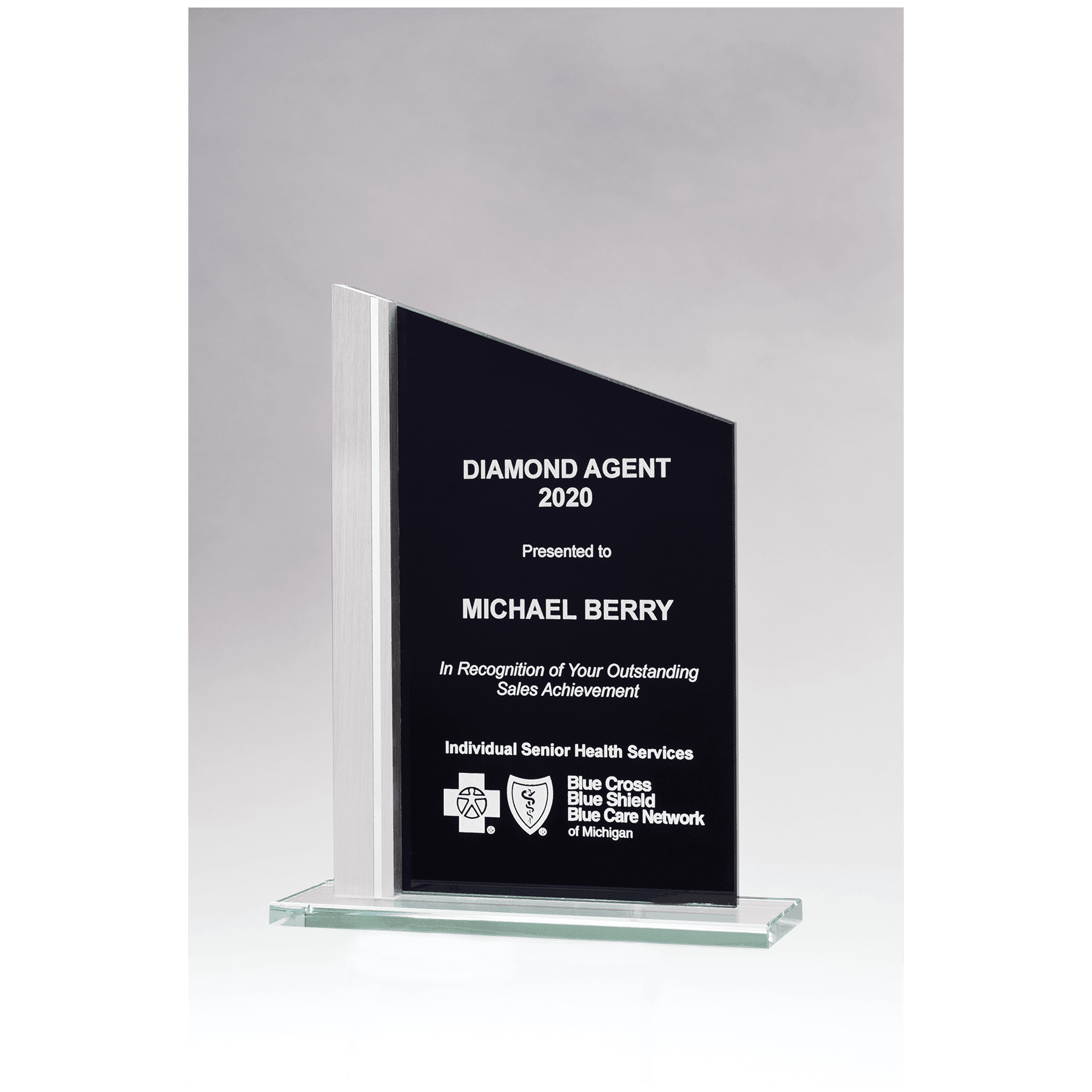 6 1/8" x 7 3/4" Zenith Series Black Silkscreened Glass with Brushed Aluminum Post