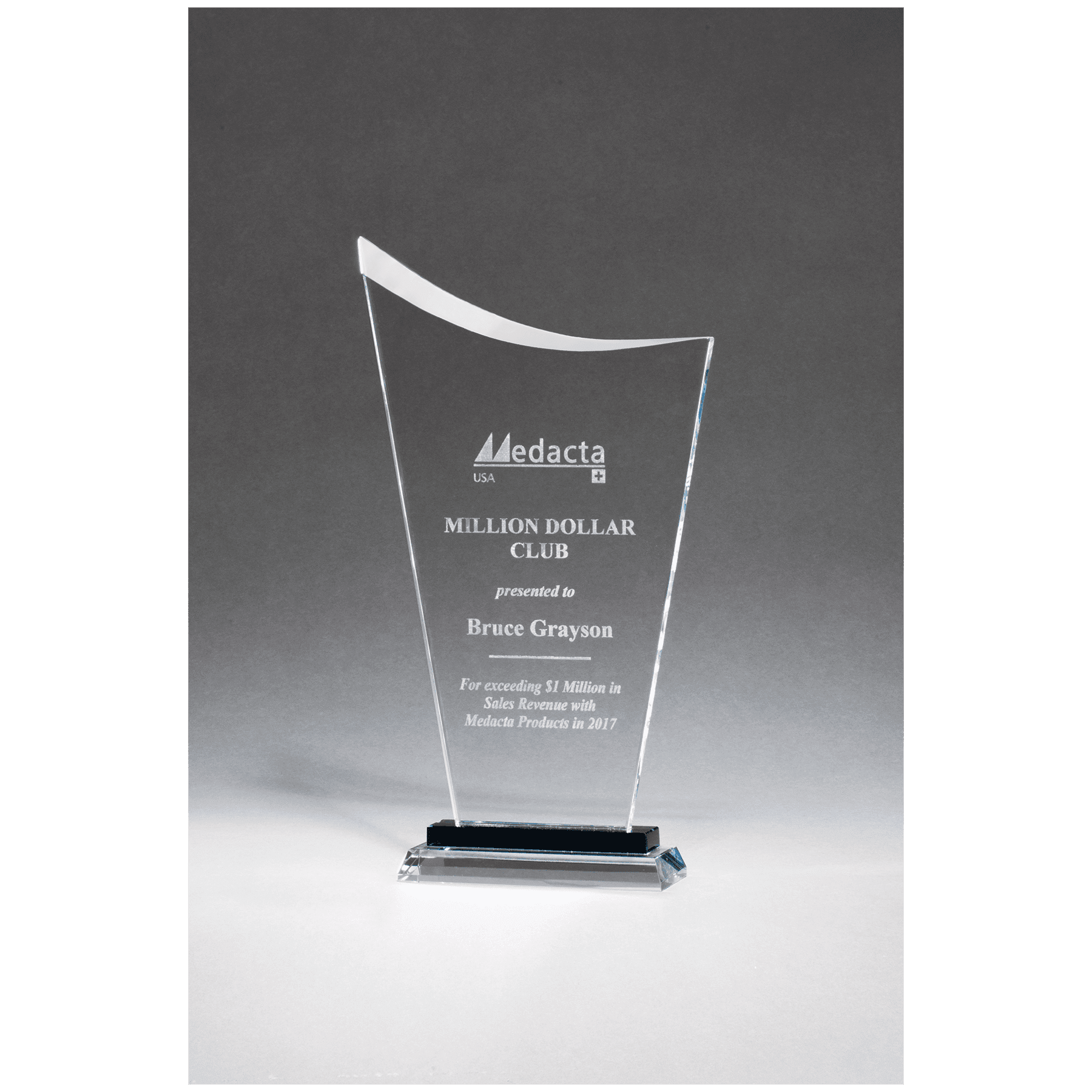 5 1/2" x 10 1/2" Contemporary Clear Glass Award with Pedestal Base