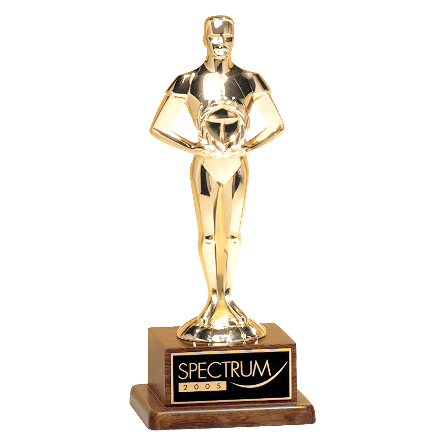 10 3/4" Cast Metal Goldtone Finish Classic Achiever Figure on a Solid Walnut Base and Black Laser Engravable Plate